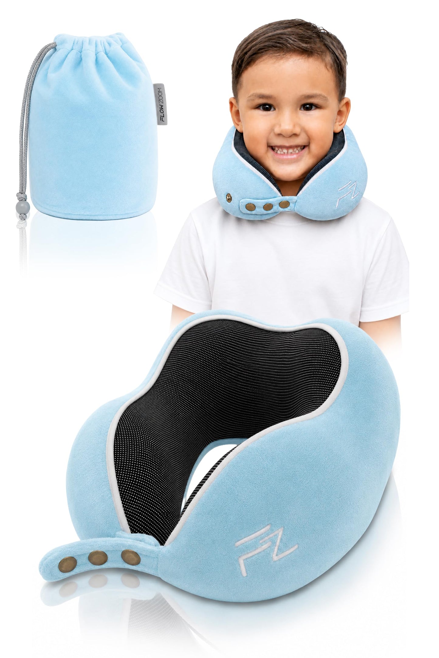 Einstellbares Memory Foam Nackenkissen für Kinder ab 3 Jahren, 4.1. Comfy Kids S - Blau