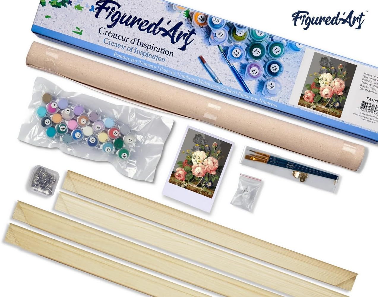 Malen nach Zahlen Set mit Rahmen Wildblumenstrauss, Wildblumenstrauß 40x50cm Mit Keilrahmen (nicht gespannt)
