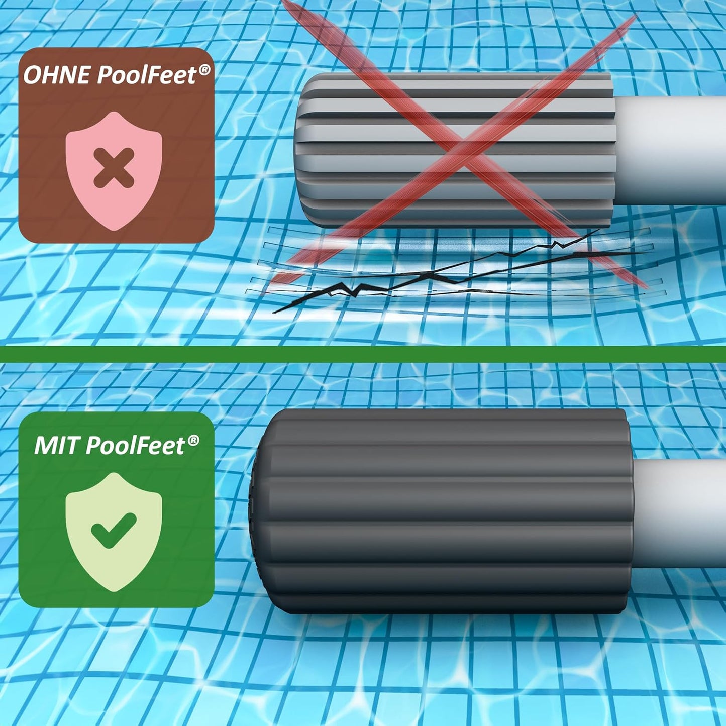 Schutzkappen für Poolleiterfüsse