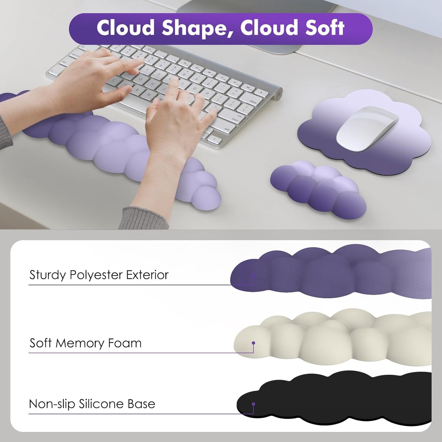 Ergonomisches Handgelenkauflage-Set für Tastatur und Maus, Lila