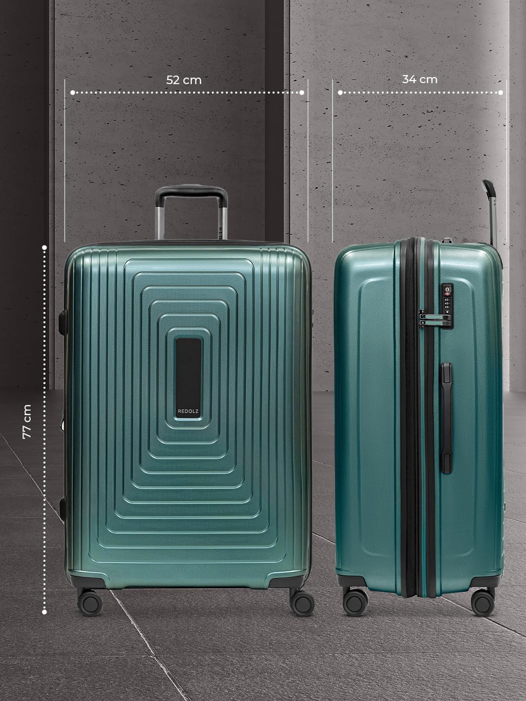 Hartschalen-Trolley Essentials 14, Pearl-green Metallic Trolley L+ (77 cm) erweiterbar