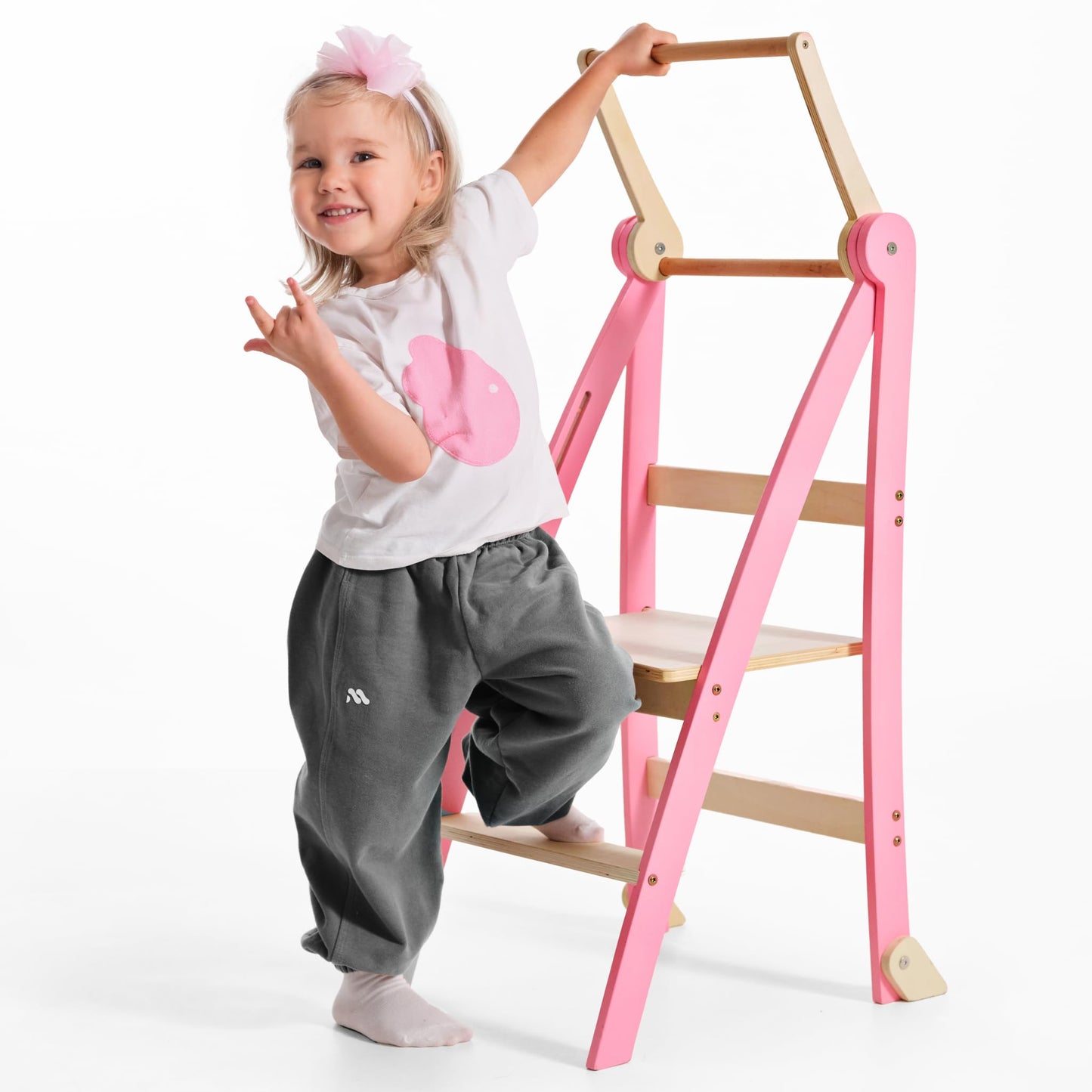 Faltbare Lernleiter für Kinder, Rosa Slim
