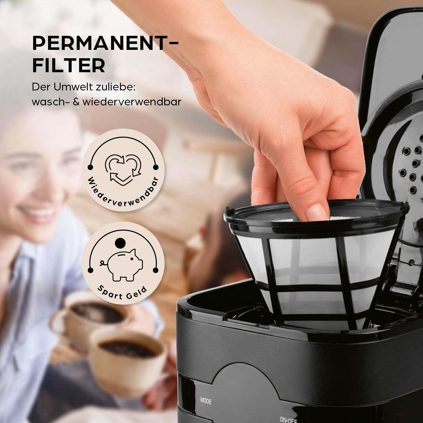 Filterkaffeemaschine mit Thermokanne, 3) Schwarz - Thermokanne