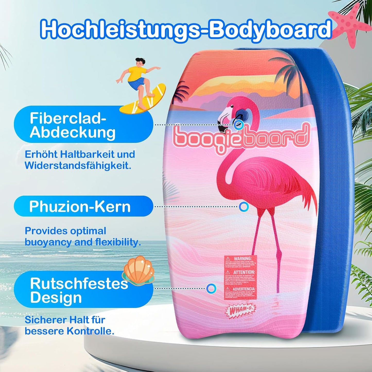 2er-Set Bodyboard, FLAMINGO 84CM 2