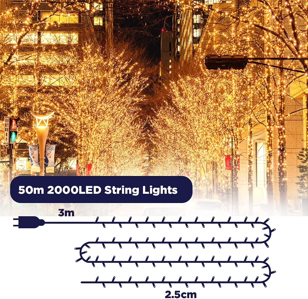 LED Lichterkette, Warmweiss|50M+2000LED
