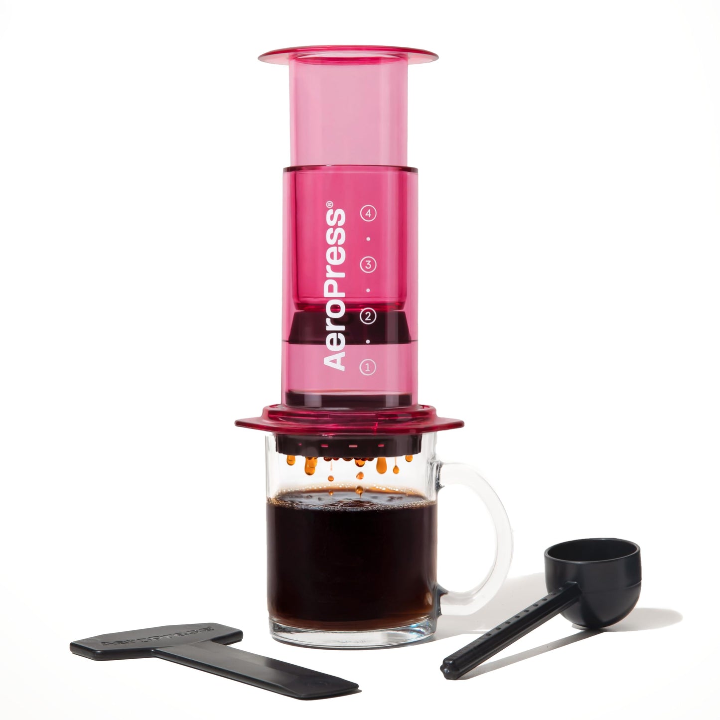 Clear Pink Kaffeepresse für Reisen & Camping, Rosa Standard