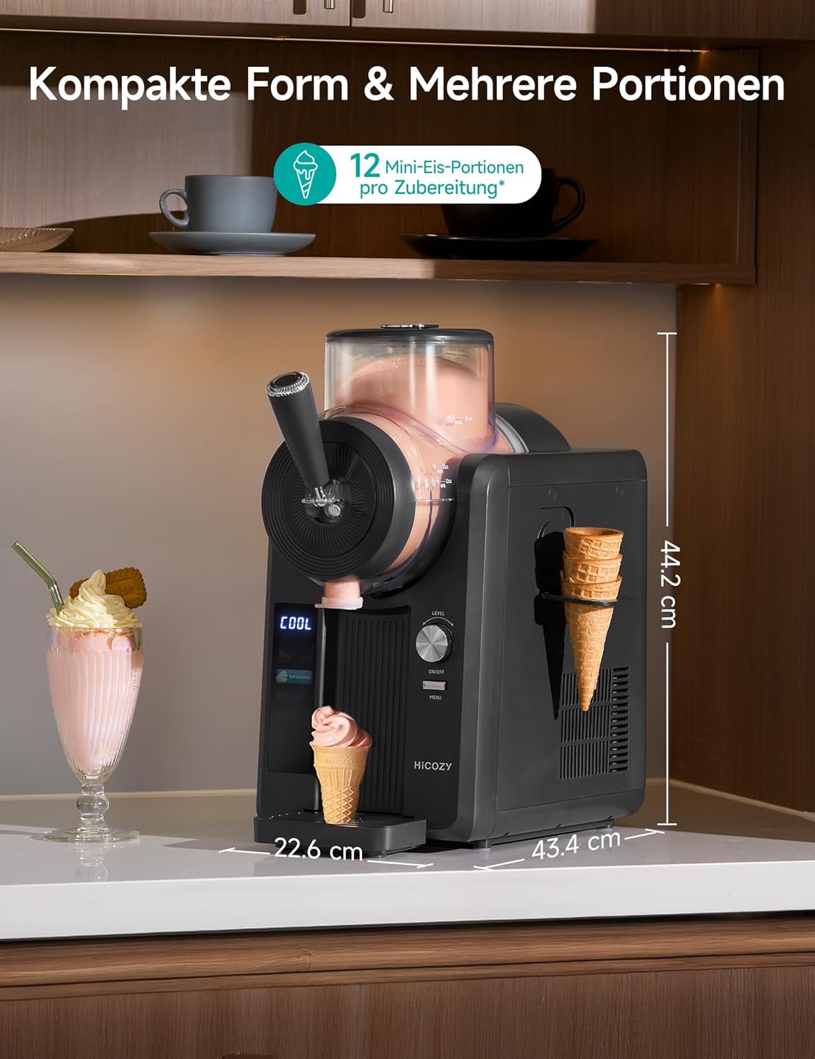 F3 Eismaschine mit 5 Modi: Slushie & Softeis, Schwarz