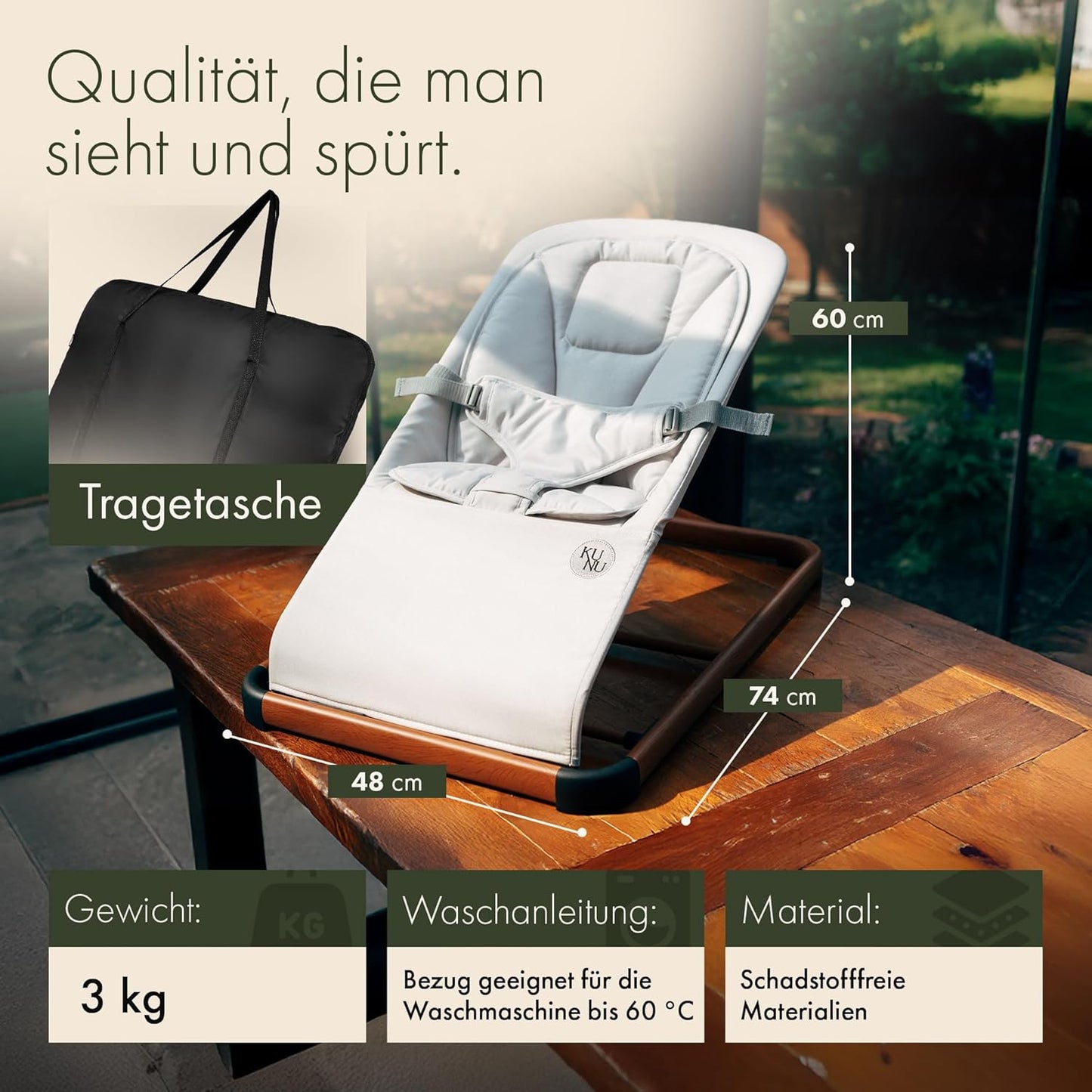 Faltbare Babywippe mit Tragetasche
