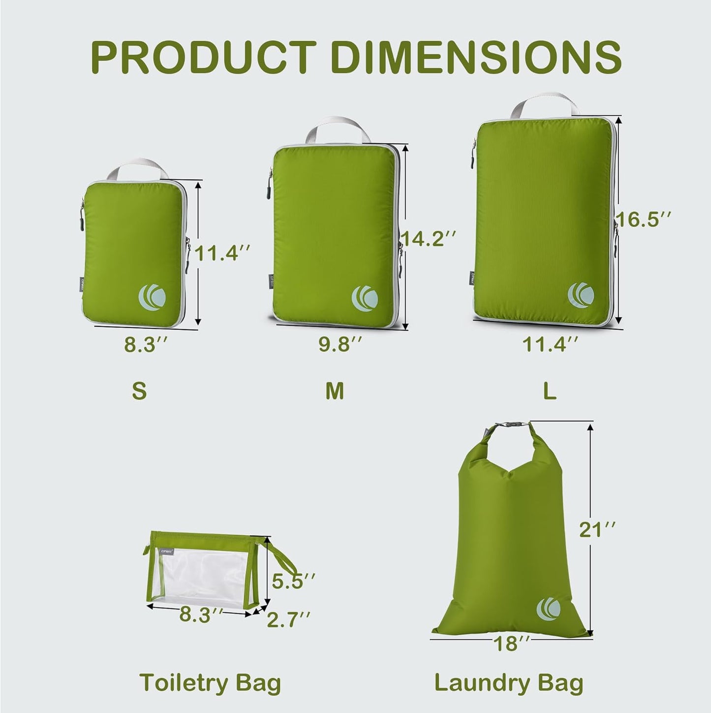 Kompressions-Packing-Cubes Set, 6PCS Grün