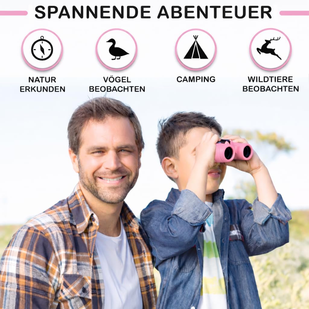 Fernglas für Kinder inklusive Lupe & Kompass, Pink