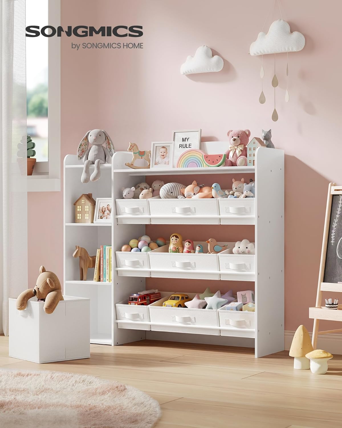 Kinder-Spielzeugregal mit Aufbewahrungsboxen (10-teilig), 2 Spalte (113W cm)