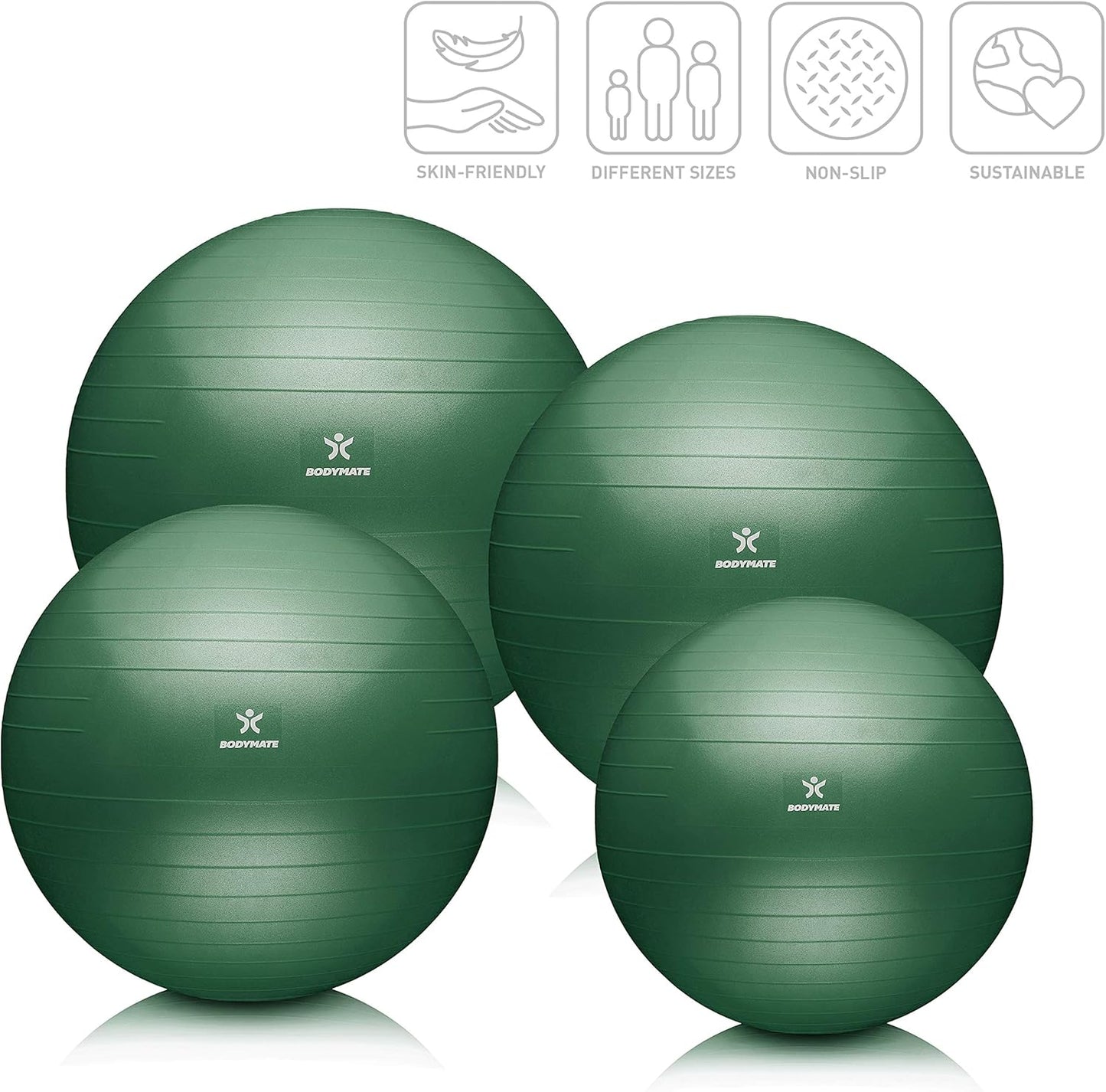 Gymnastikball mit Pumpe (85 cm), Midnight-Green 85 cm (für Körpergröße ab 186cm)