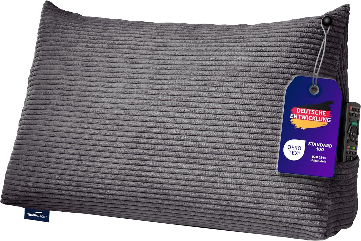 Cozy Rückenkissen mit Kordbezug, 70 x 40 cm, Dunkelgrau Kord (100% Polyester)