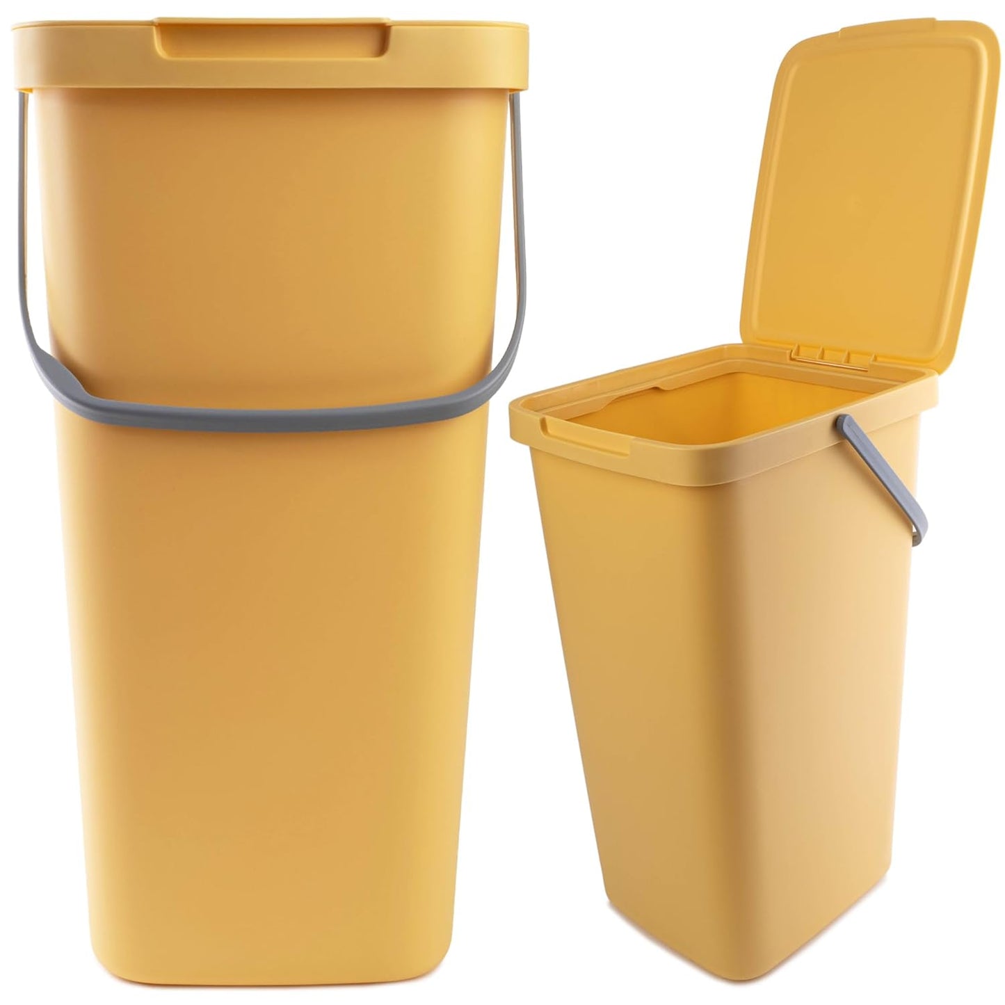 Abfallbehälter mit Deckel und Griff, 25L|Gelb