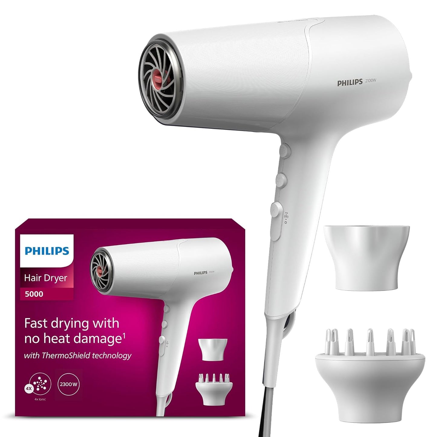 Haartrockner BHD500/20 mit ThermoShield und Ionisierung, BHD500/20 Weiss Metallic