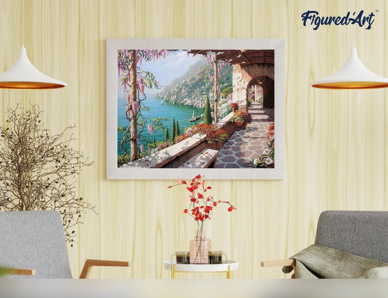 Malen nach Zahlen - Meeresblick von der Terrasse, Meeresblick von der Terrasse 40x50cm Mit Keilrahmen (nicht gespannt)