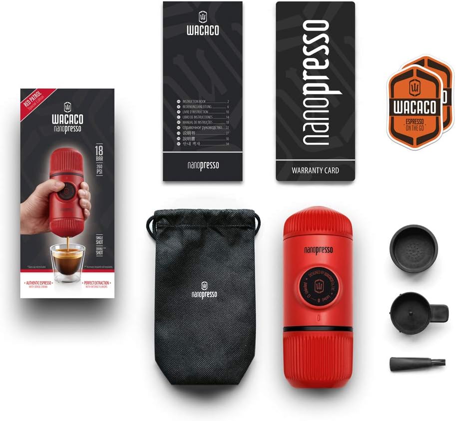 Tragbare Espressomaschine Nanopresso, Rot
