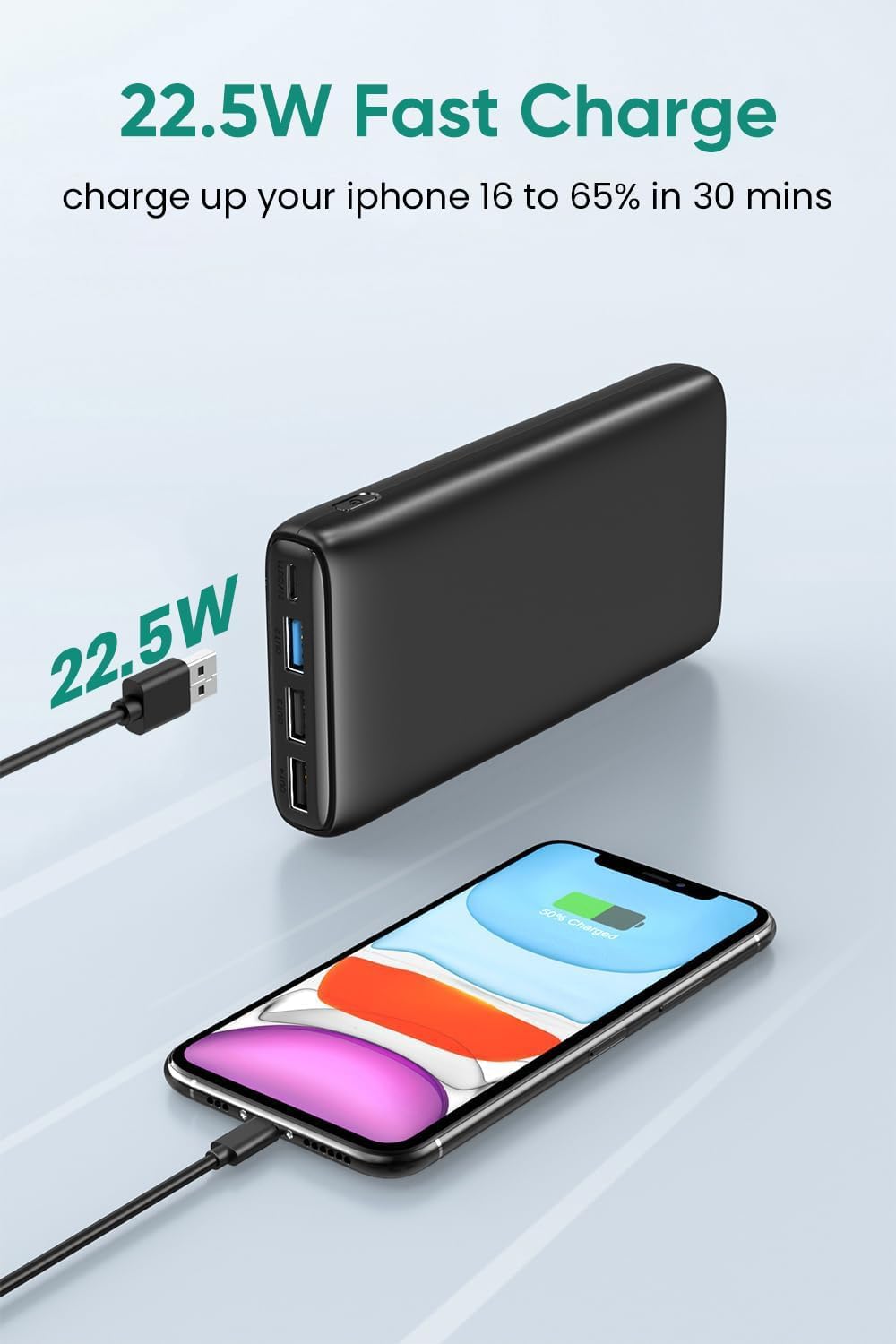 Powerbank B02P mit Power Delivery und 4 Ports, Schwarz