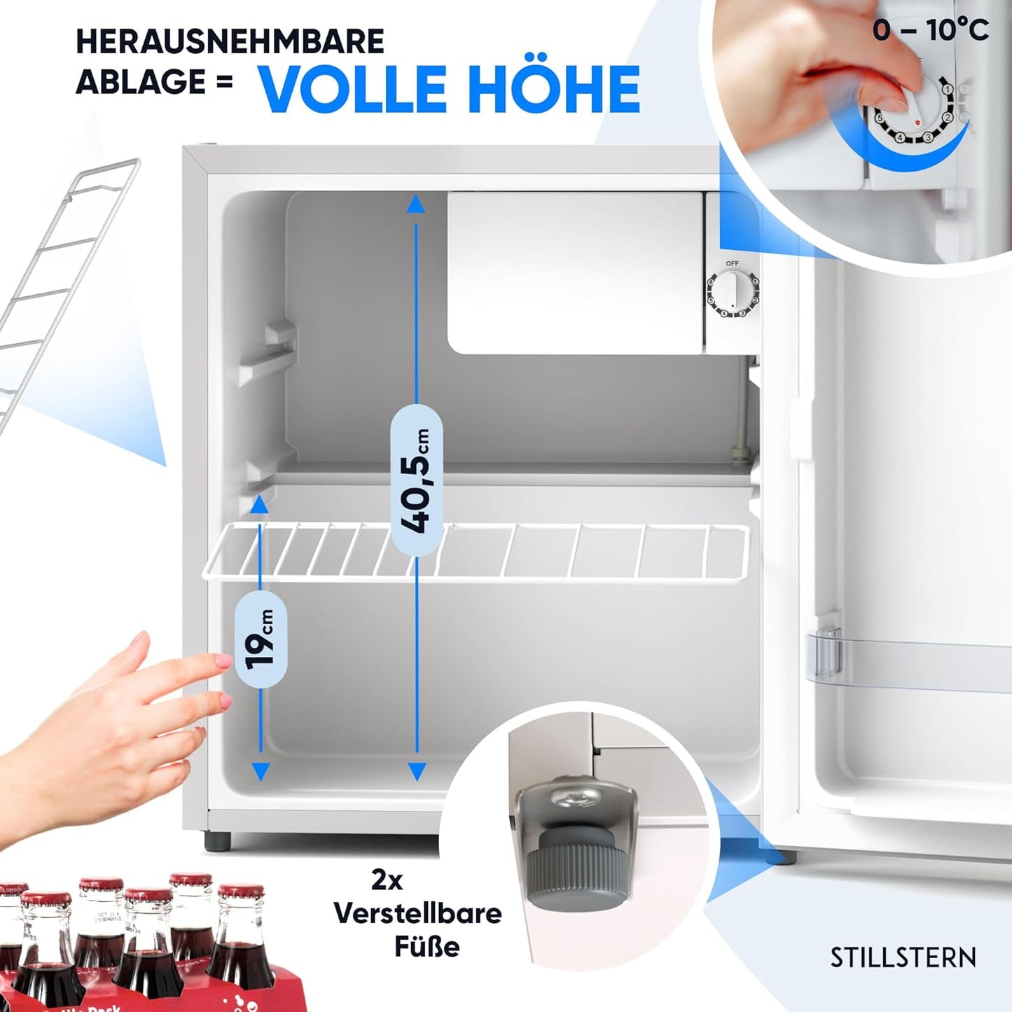 Mini Kühlschrank mit Abtauautomatik und Schloss, Weiss