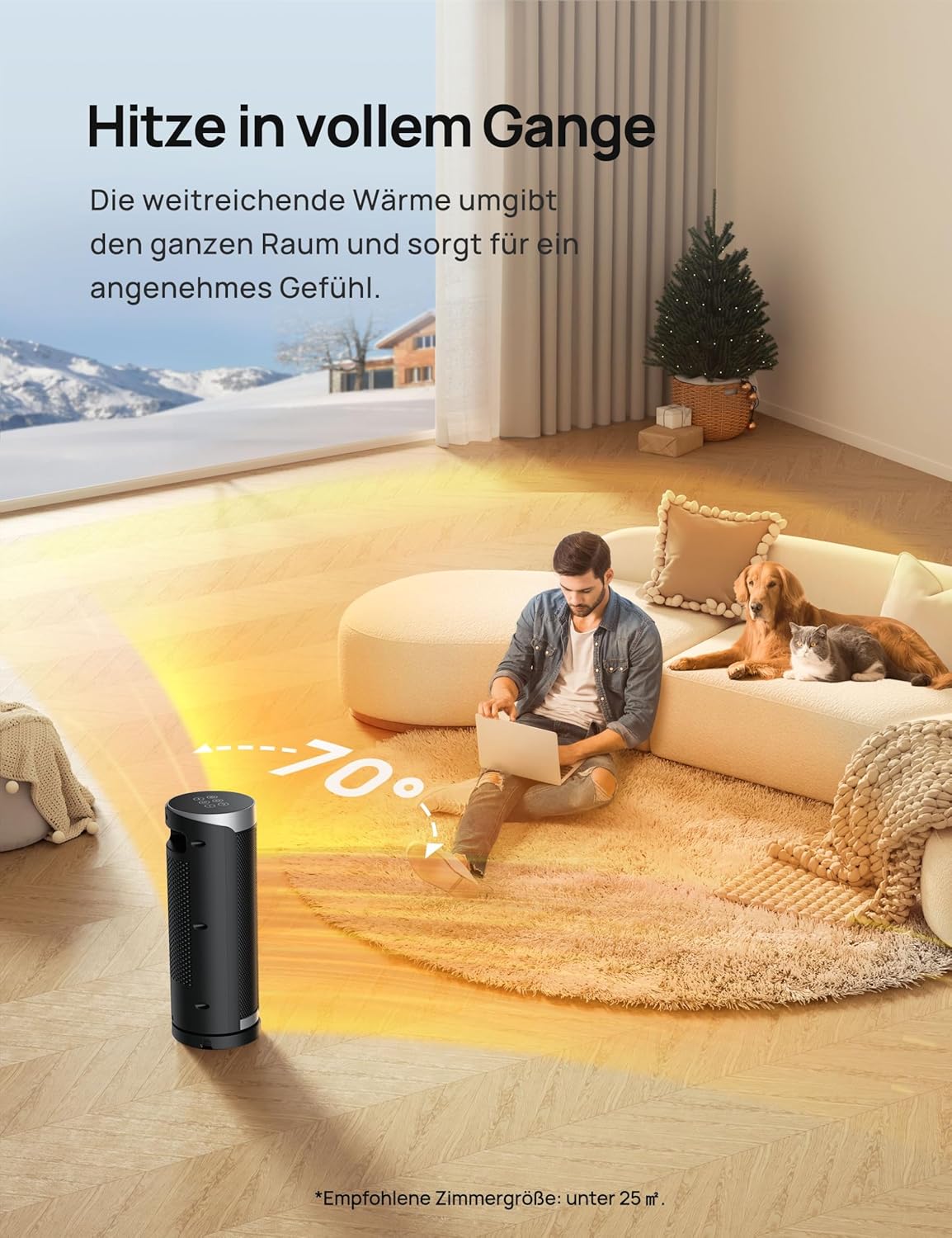 PTC Keramik Heizlüfter mit Fernbedienung, Silber