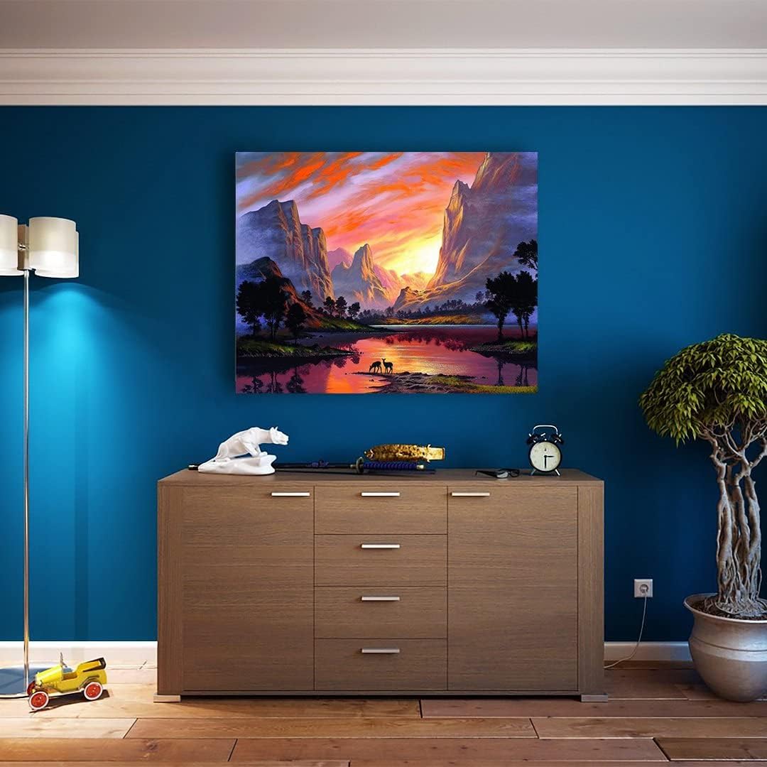 Malen nach Zahlen Set Sonnenaufgang in Savanne, Sonnenaufgang in Savanne Mit Rahmen