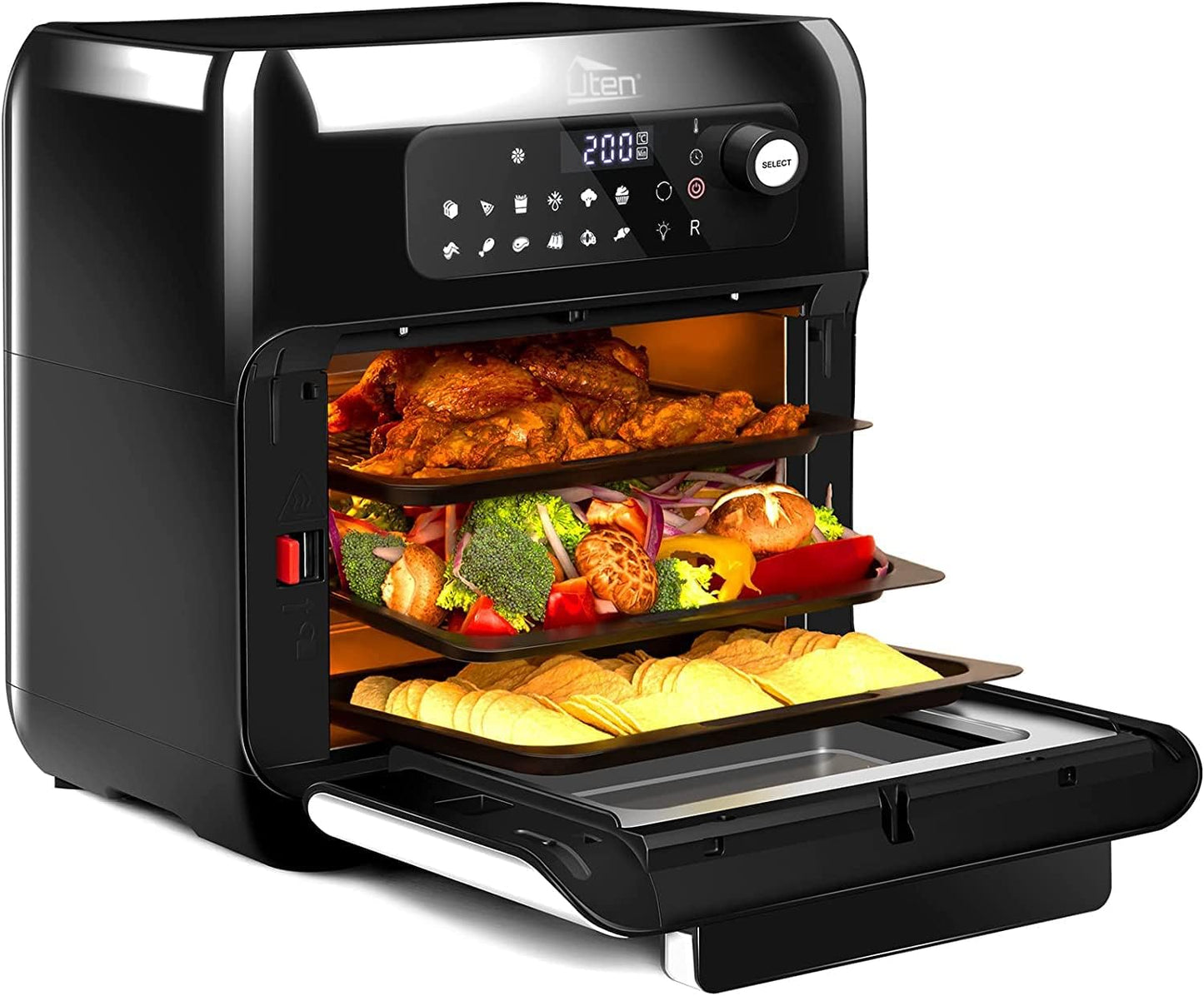 Multifunktions-Heissluftfritteuse, 10L, mit Touchscreen Schwarz