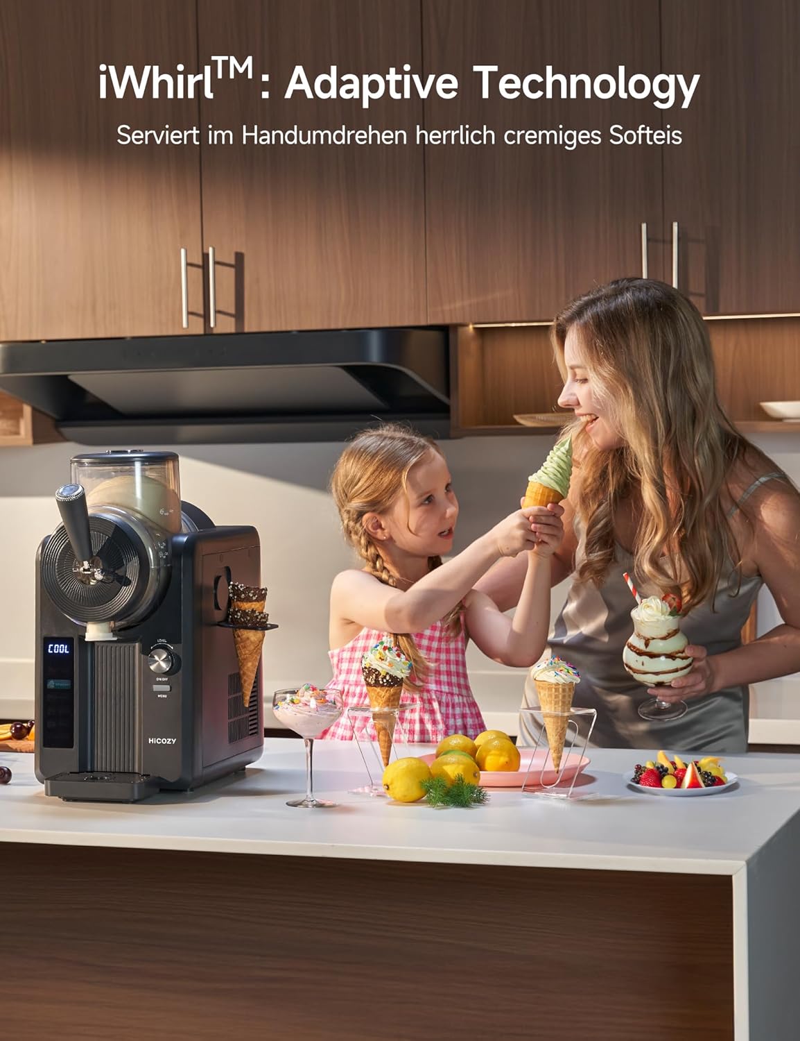 F3 Eismaschine mit 5 Modi: Slushie & Softeis, Schwarz