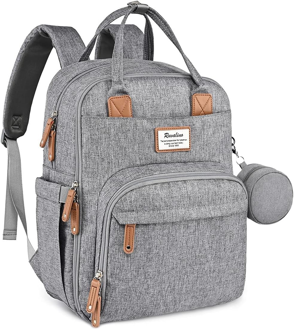 Wasserdichter Wickelrucksack mit Wickelunterlage, Grau03