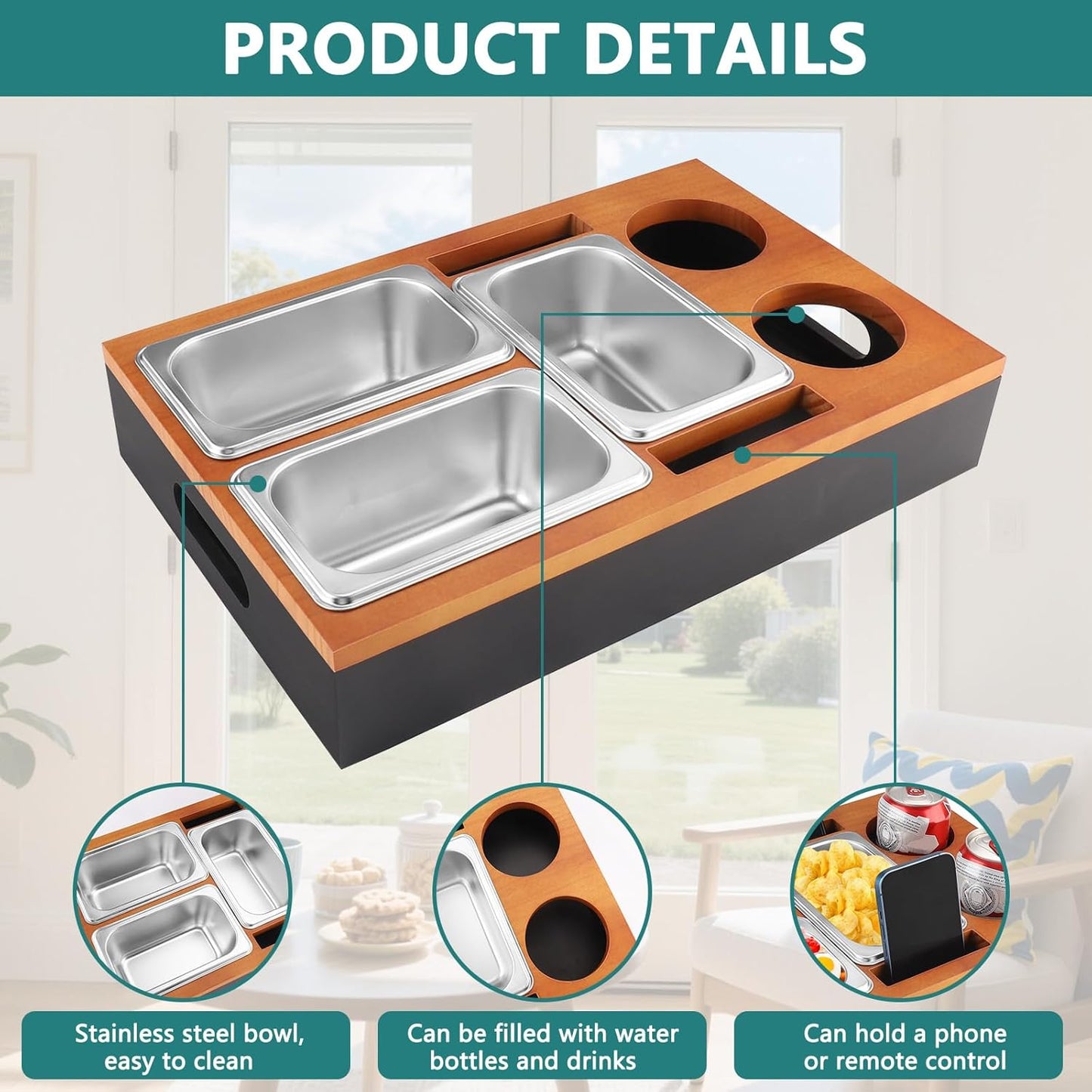 Couchbar Snackbox mit Tablett und Handyhalterung