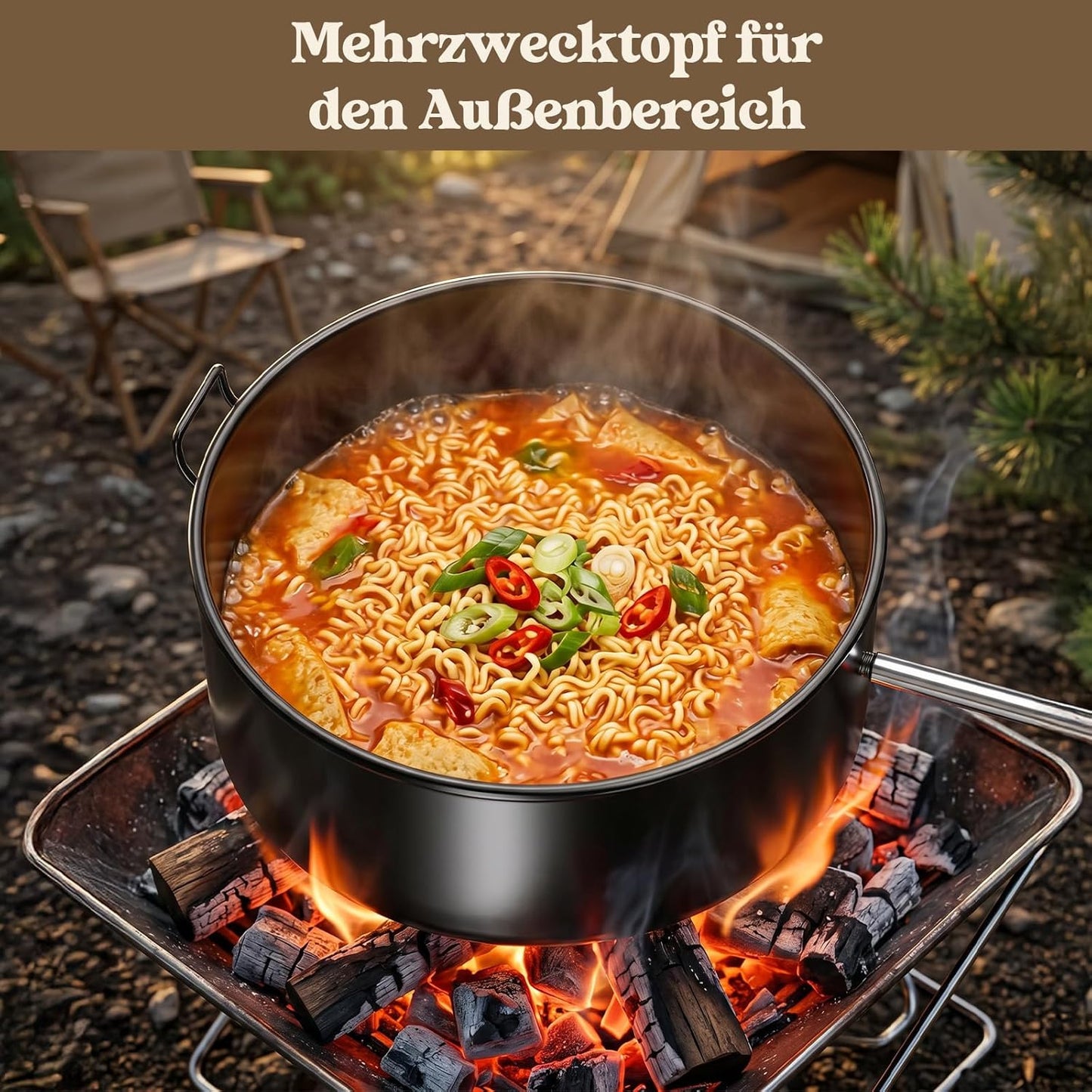 Popcorn-Grillpfanne für Lagerfeuer & Grill, Schwarz