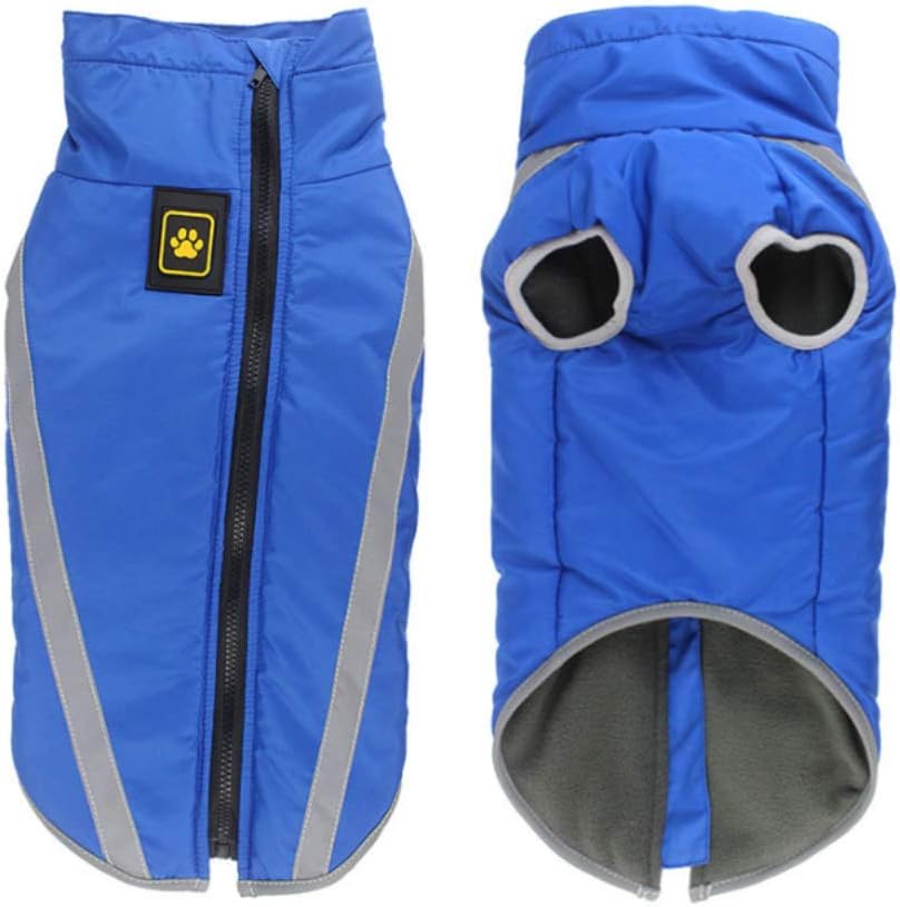 Wasserdichter Winter-Hundemantel mit Fleecefutter, Blau 3XL