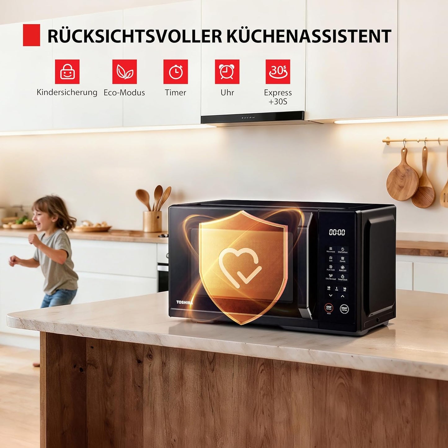 3-in-1 Mikrowelle mit Grill MW3-EG23PE(BK), Schwarz Digital 23L Grill 3-in-1