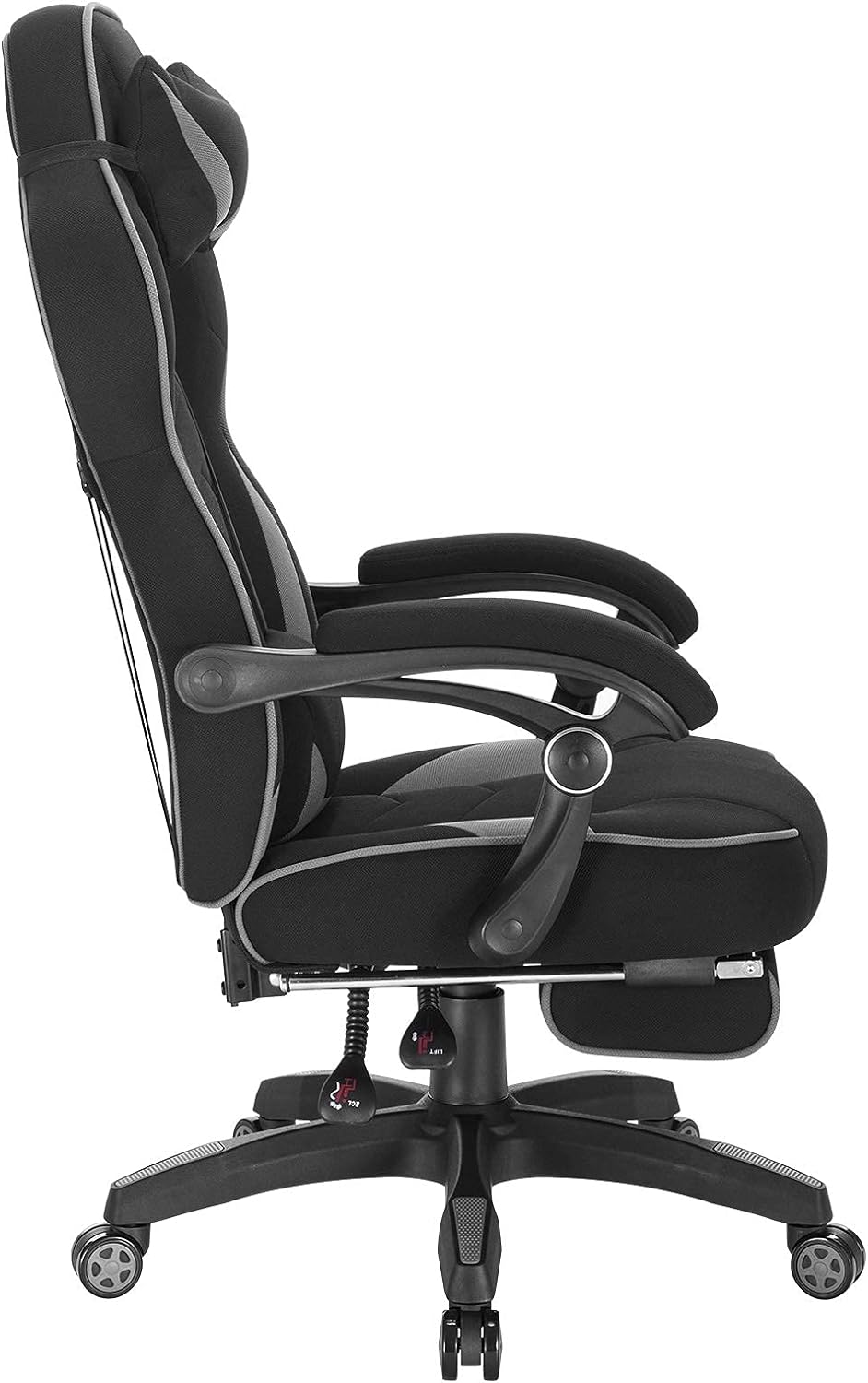 Gaming PC-Stuhl, Grau ; Elastischer Stoff
