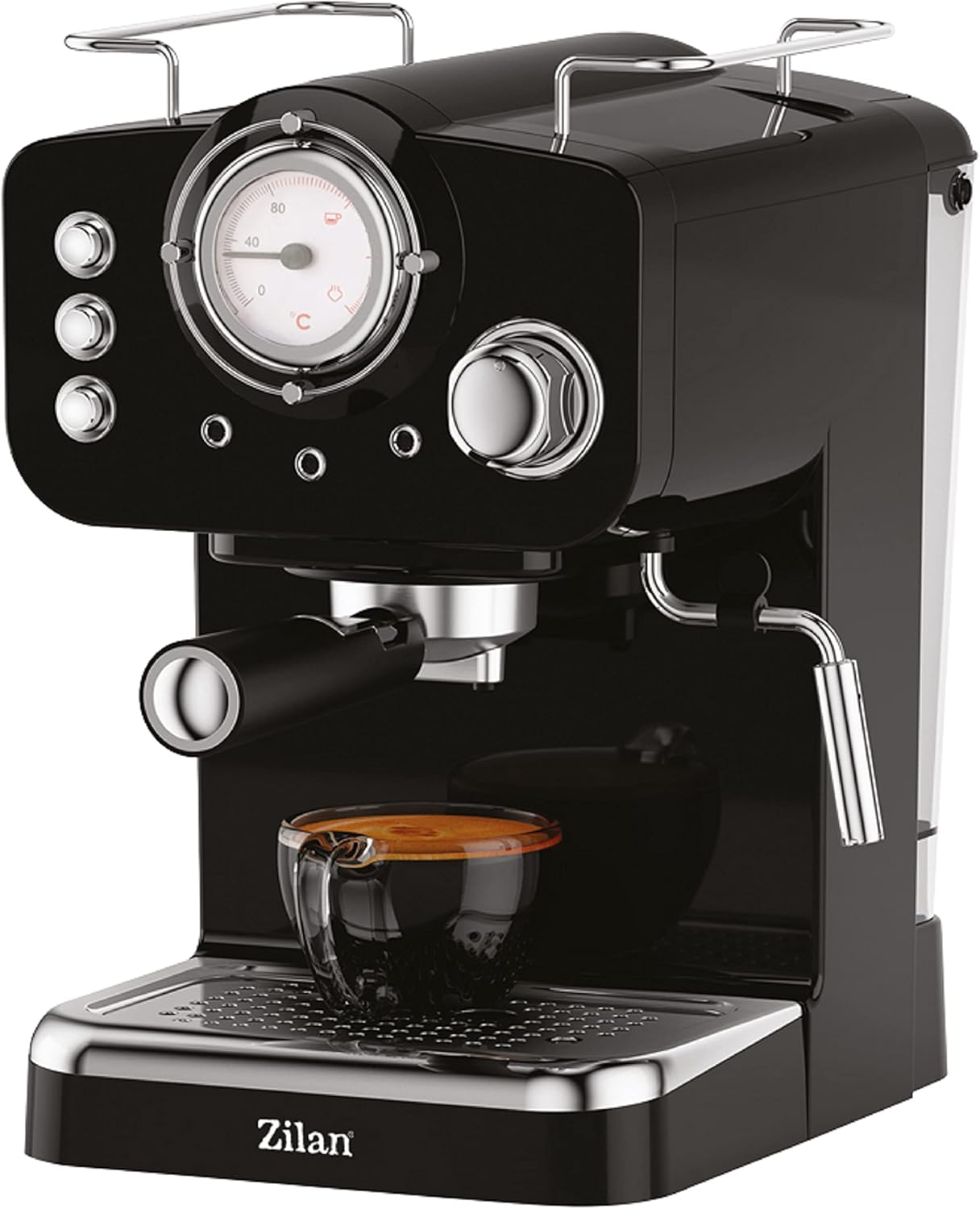 Espressomaschine mit Milchaufschäumer, Retro Design