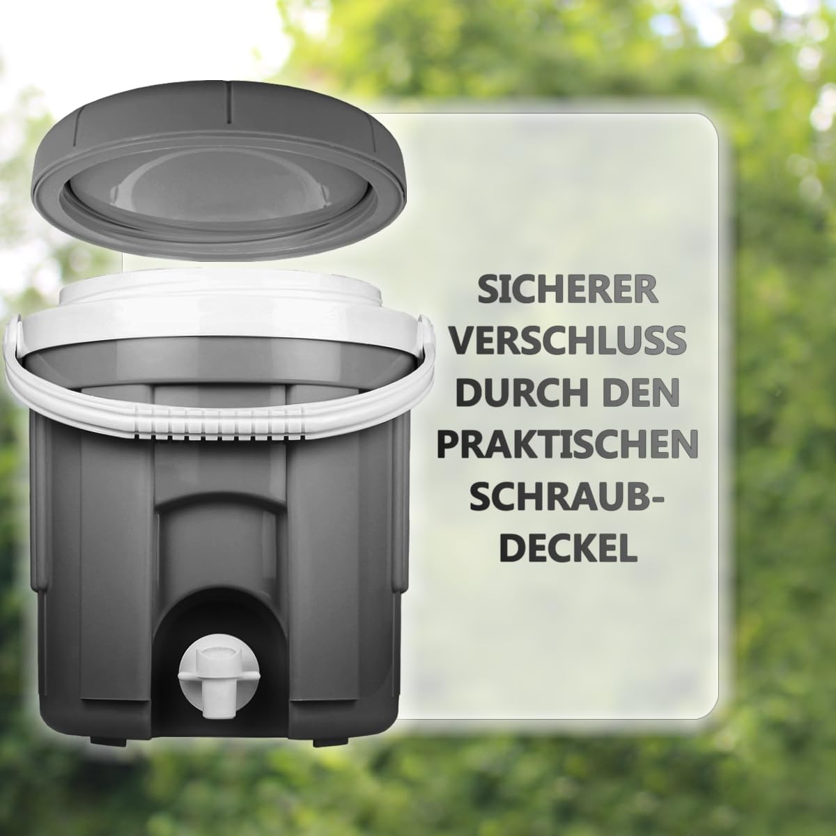 Isolierter Getränkespender mit Zapfhahn, Grau