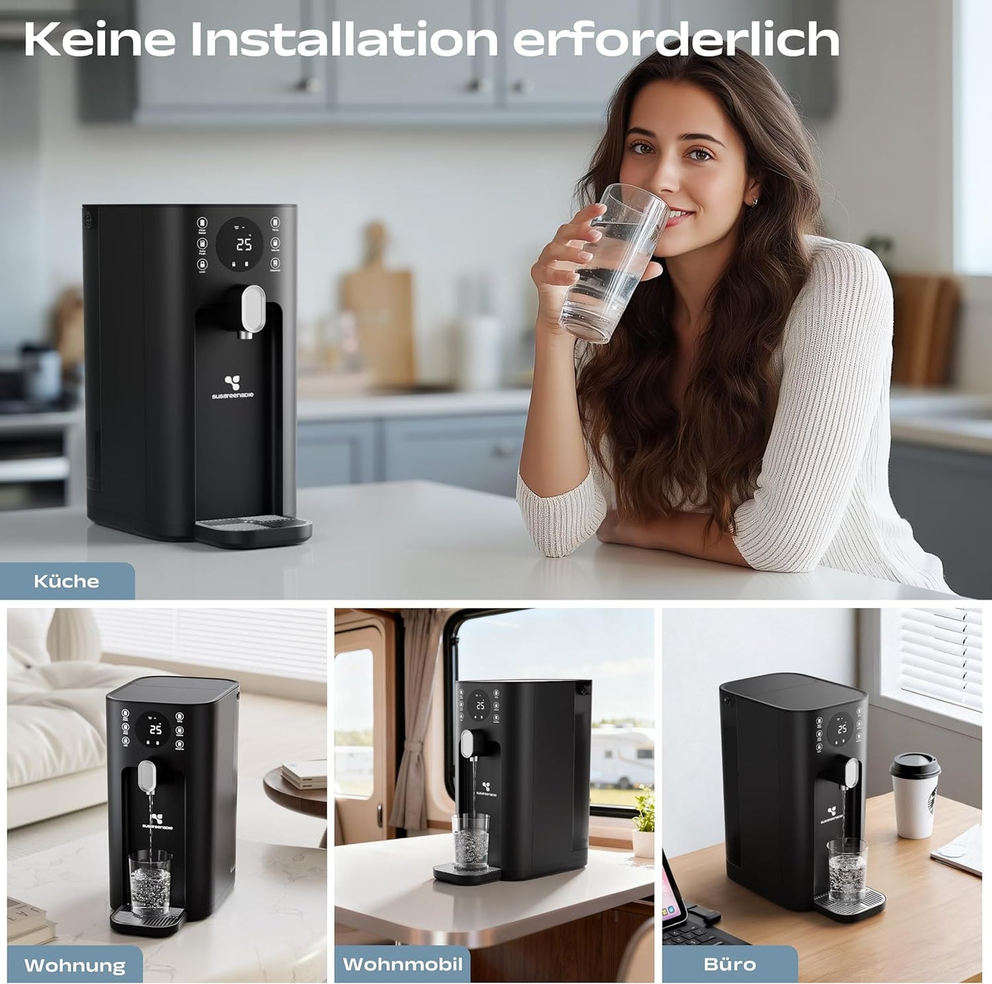Ciarra X Umkehrosmoseanlage SGROF03 mit Heisswasserfunktion, Black
