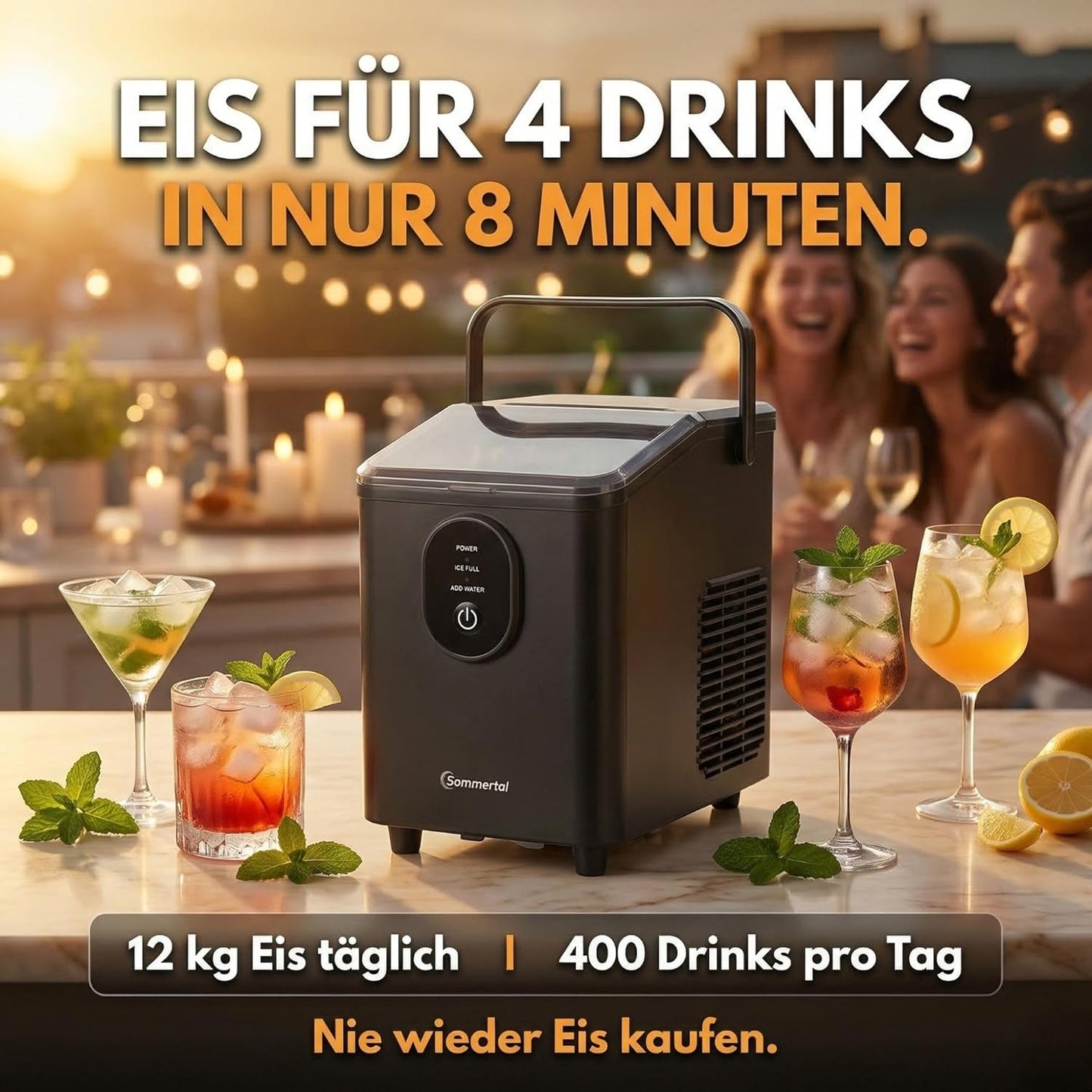 Eiswürfelmaschine EM12, Schwarz