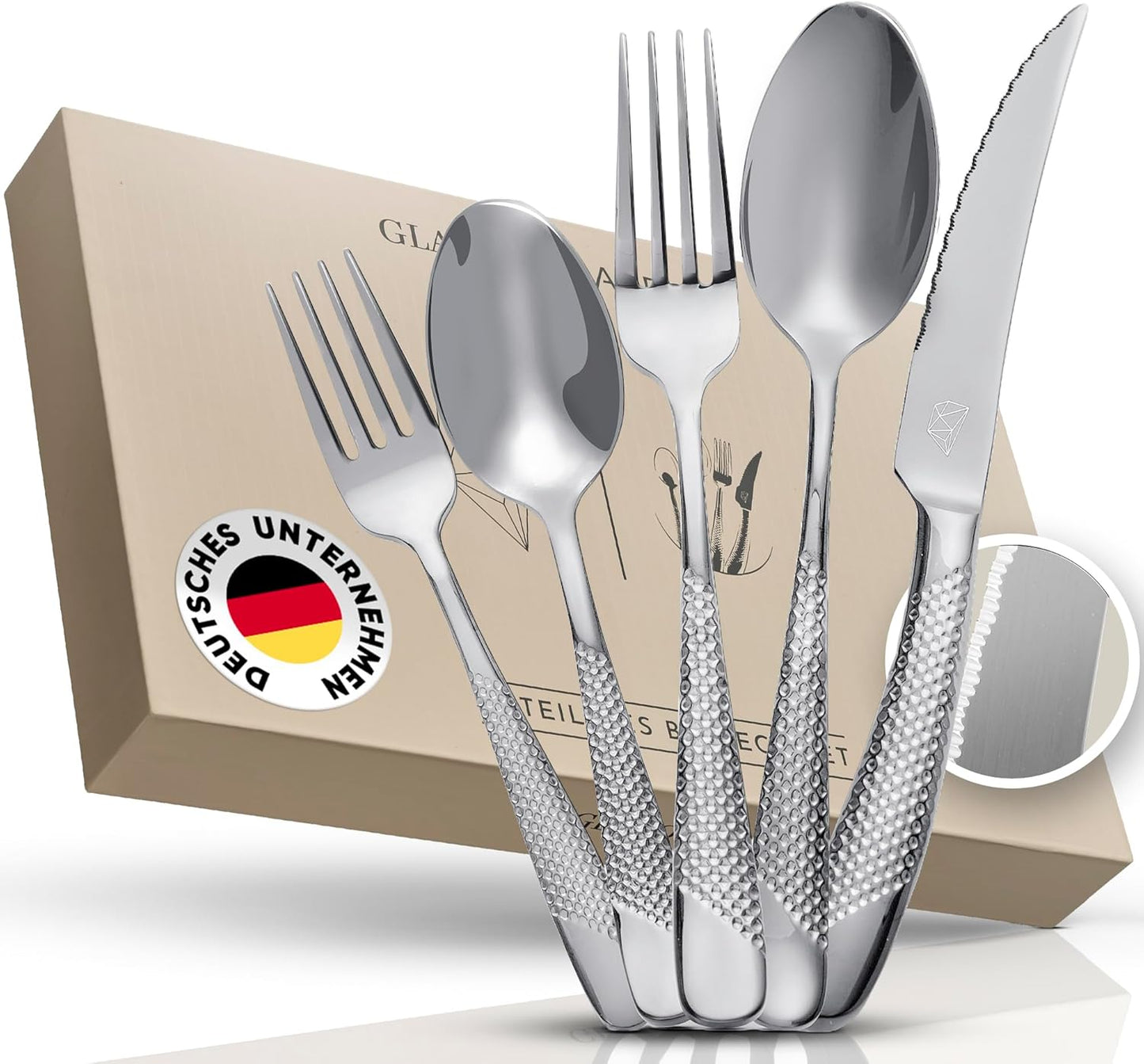 Aurora Besteck-Set (30-teilig, spülmaschinenfest), Silber 30