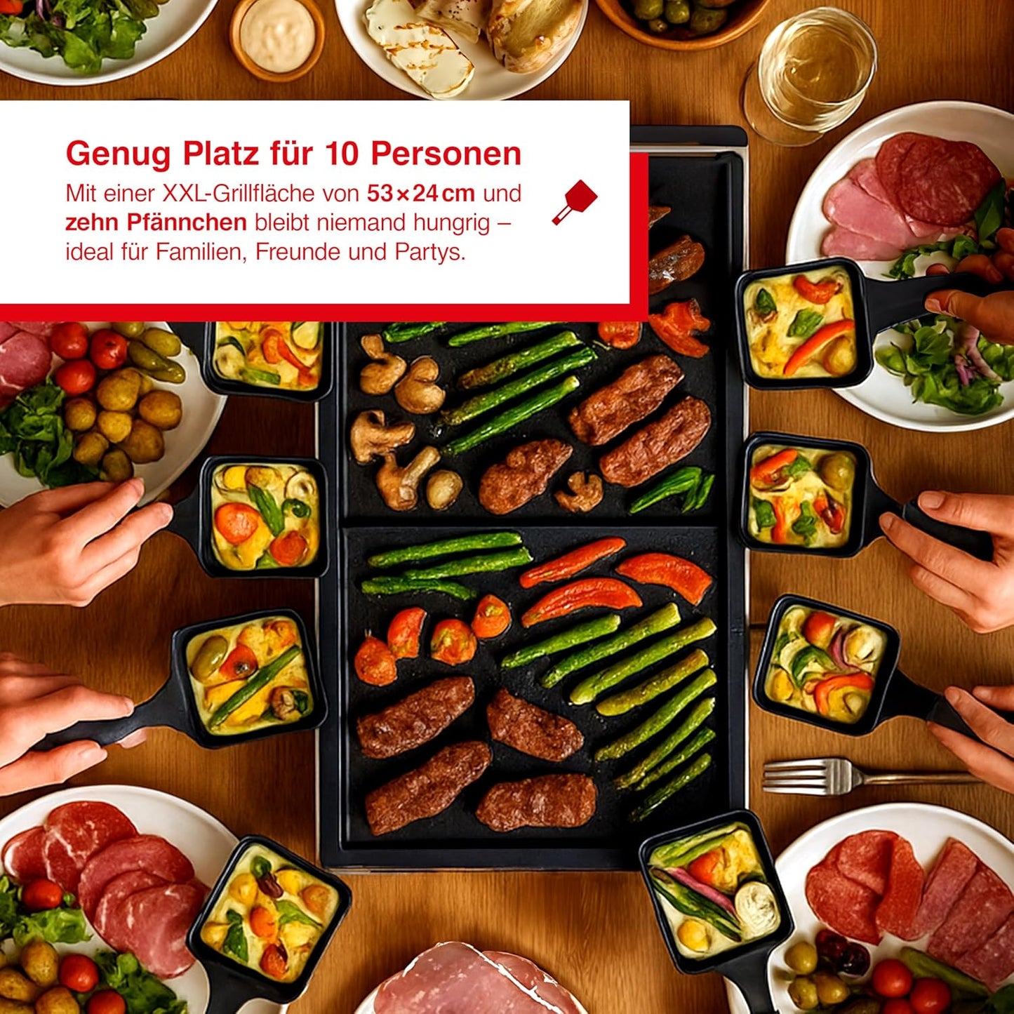 3-in-1 Tischgrill mit Raclette & Crêpe-Funktion