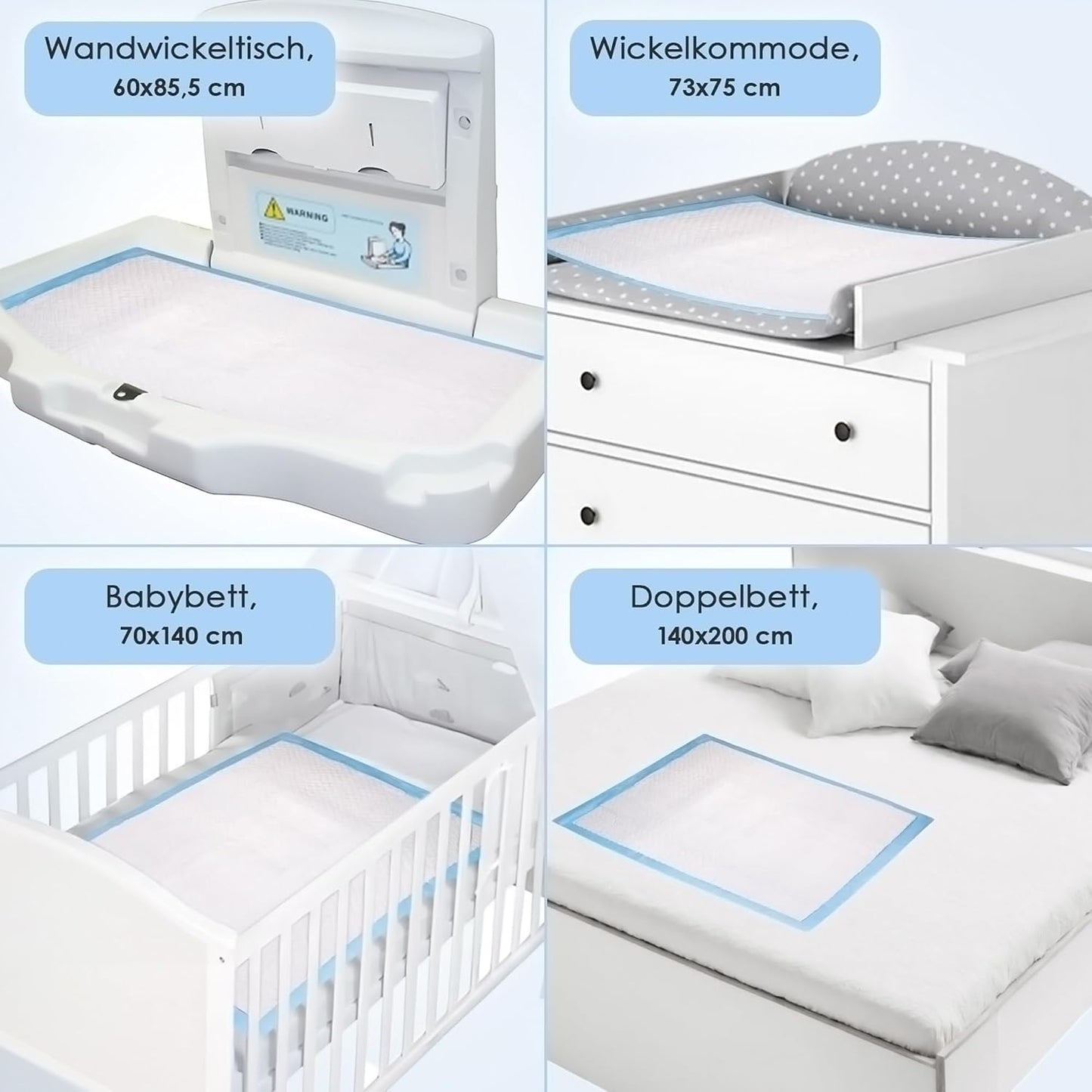 Einweg-Baby-Wickelunterlagen, 50 Stück, 50 60x90 cm