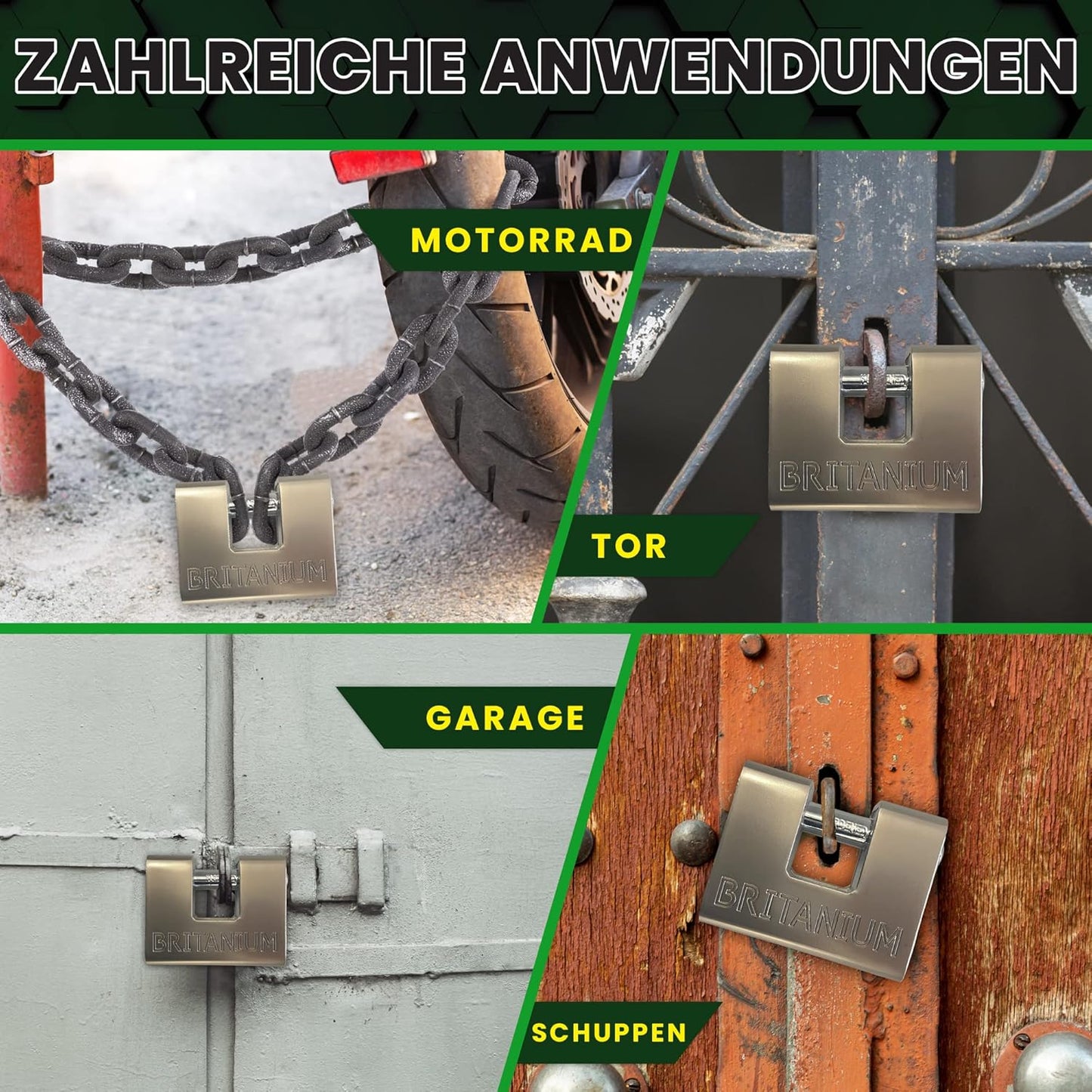 Hochsicherheits-Vorhängeschloss BRP/74, 74 mm, 5 Schlüssel, Silber