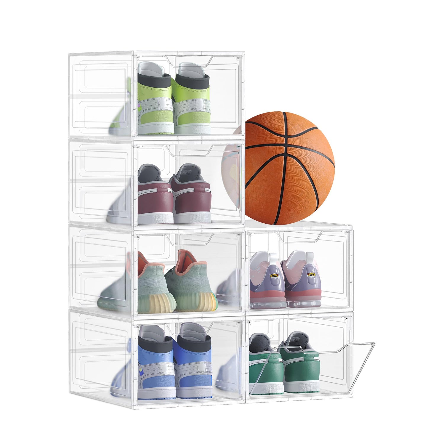 Schuh-Organizer Boxen-Set (6 Stück, stapelbar), Transparentes Weiss 6