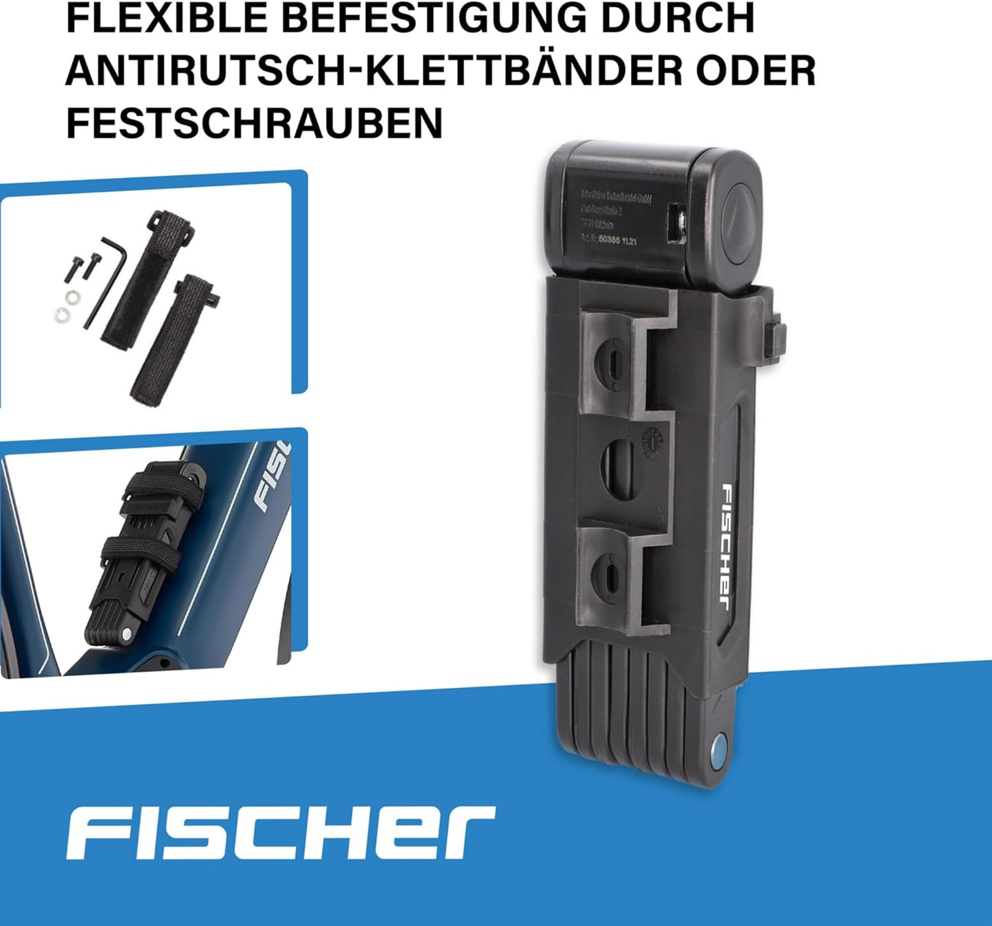 Faltschloss inklusive Halterung und 2 Sicherheitsschlüssel, Schwarz / 110cm / Single