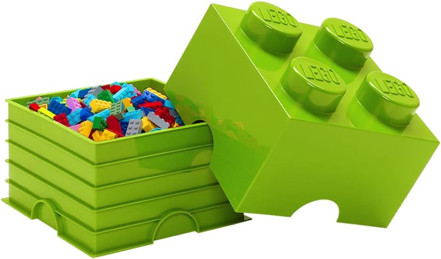 Stapelbare Aufbewahrungsbox mit 4 Noppen, Bright Yellowish Green (Lime)