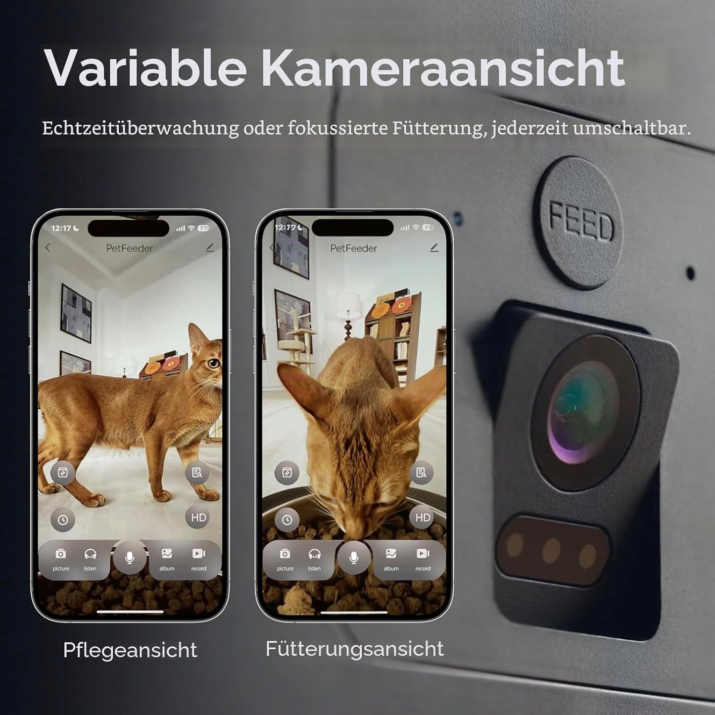 Futterautomat mit Kamera & App-Steuerung, Schwarz & Rot