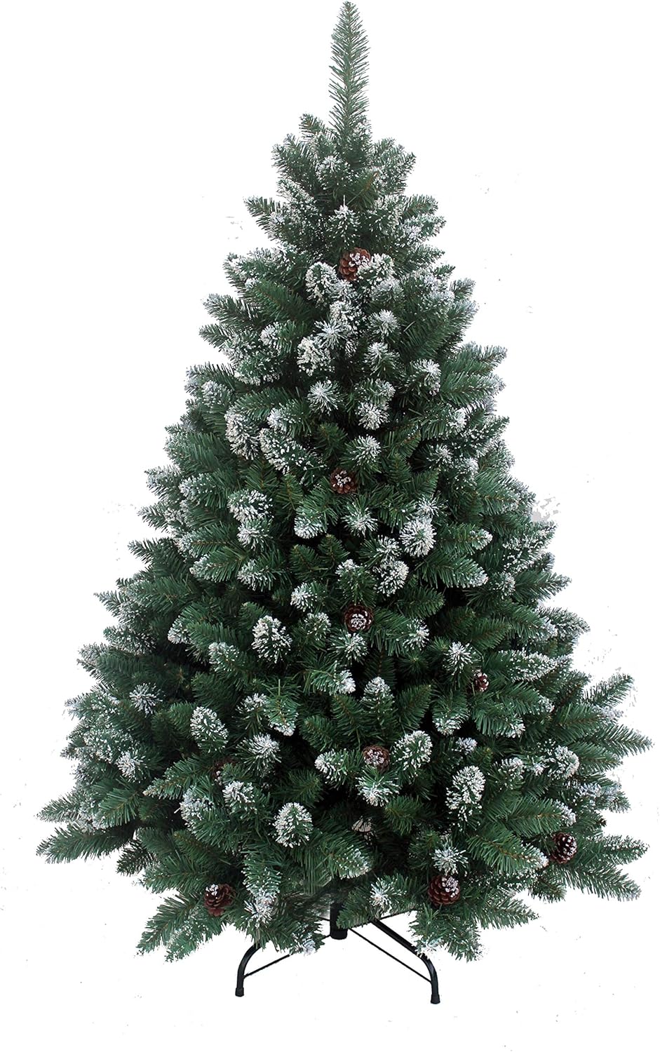 Künstlicher Weihnachtsbaum mit Schnee und Zapfen, 150 cm
