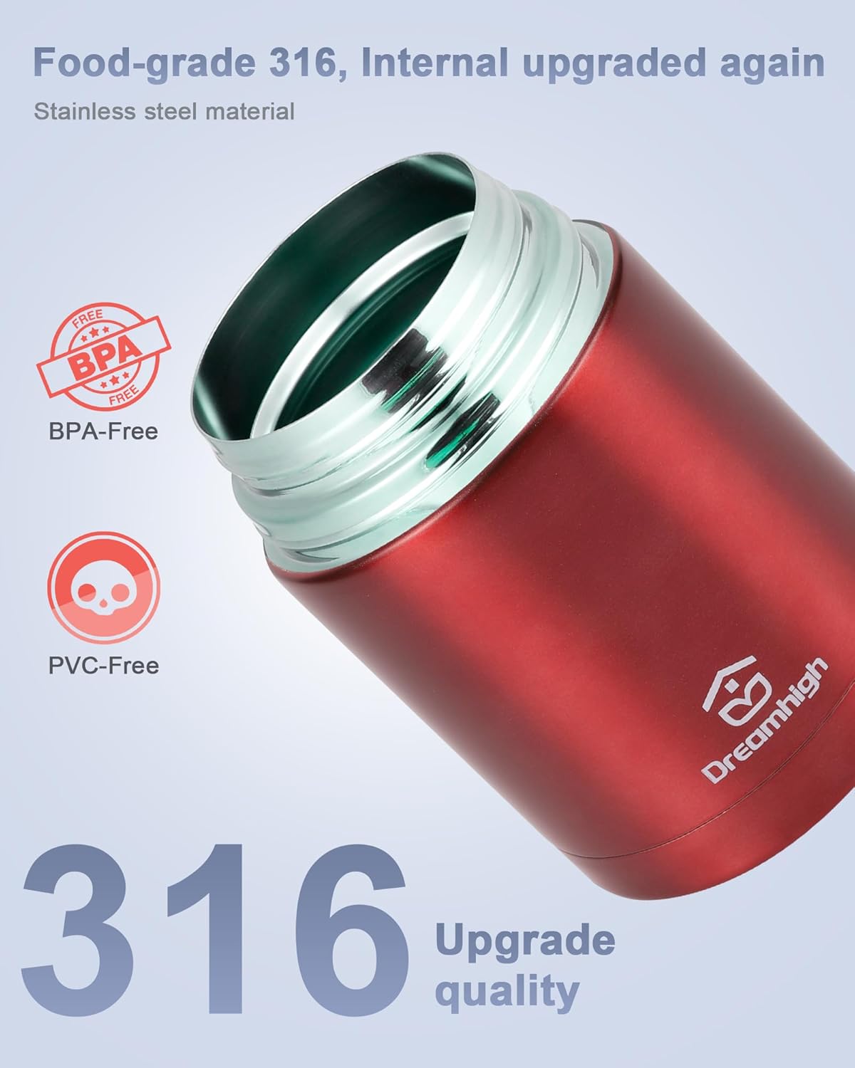 Thermobehälter für Essen, 800 ml, Red-800ml