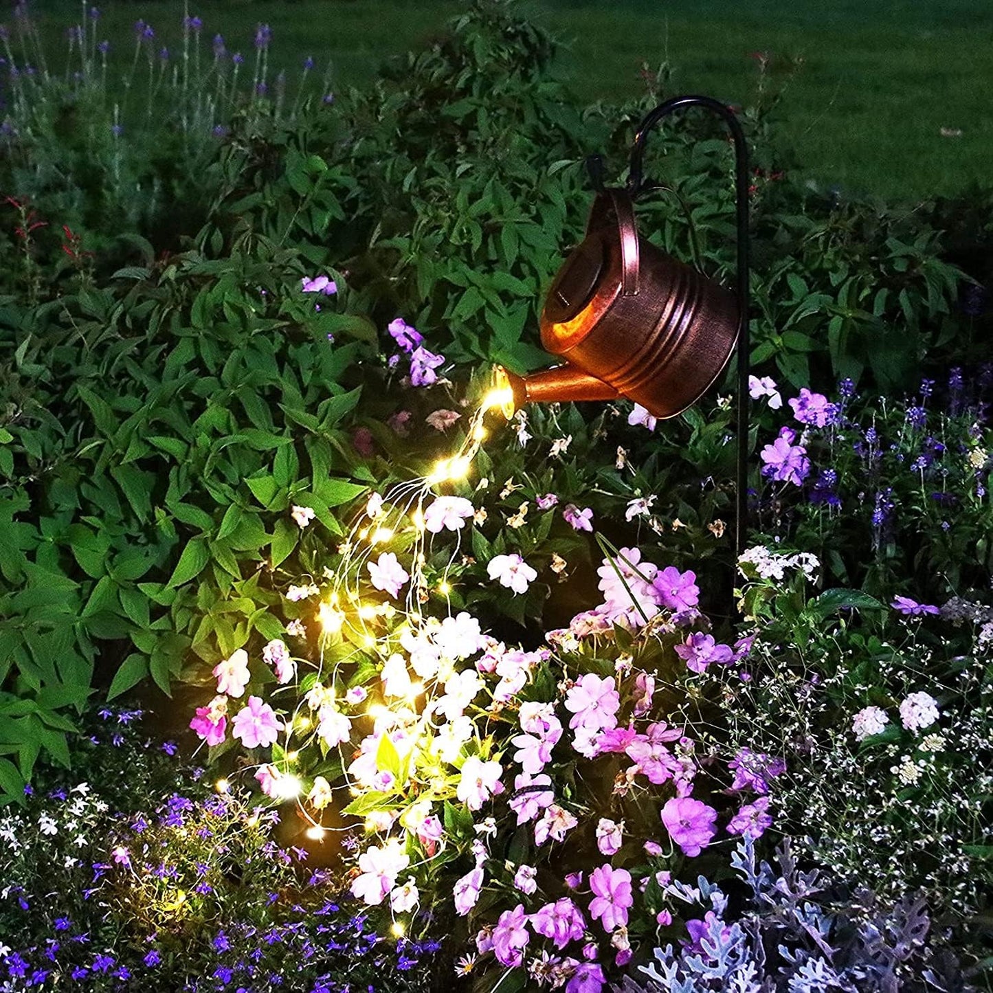 Solar Giesskanne Wasserfalllicht mit LED-Sternen, Kupfer