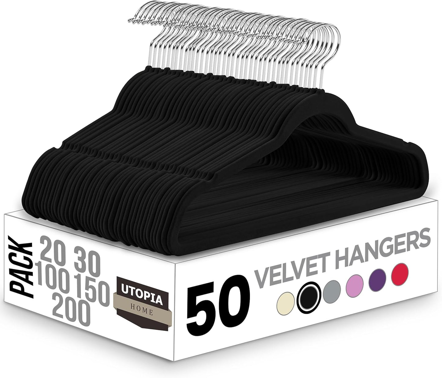 Antirutsch-Kleiderbügel, 50er Pack Schwarz