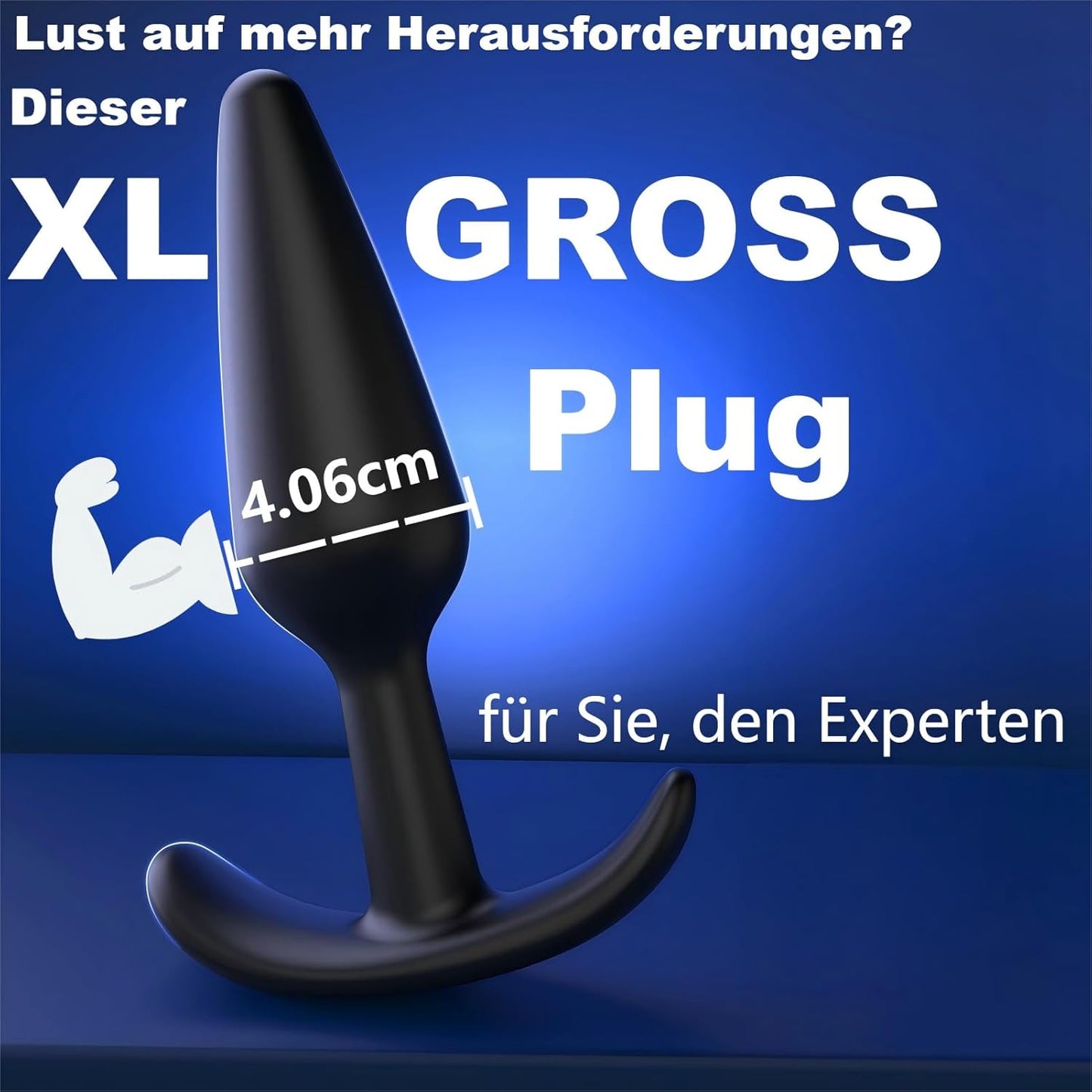 5-teiliges Analplug-Set mit Analdusche, in 4 Grössen, Pechschwarz